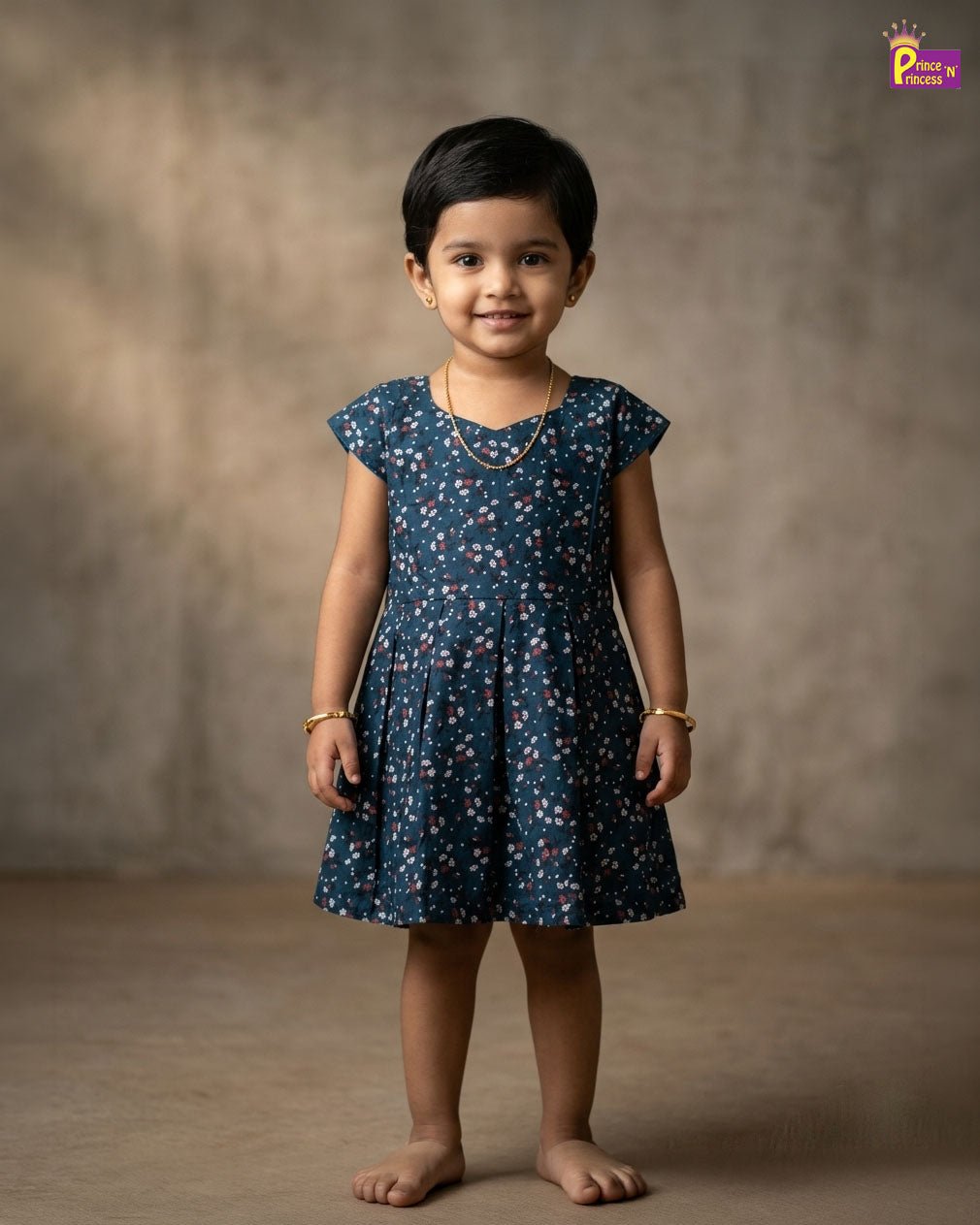 Kids Cotton Frock in Peacock Blue CF301 - Prince N Princess