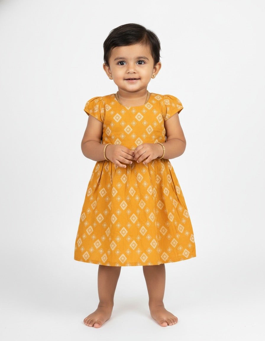 Kids Cotton Frock Yellow CF182 - Prince N Princess