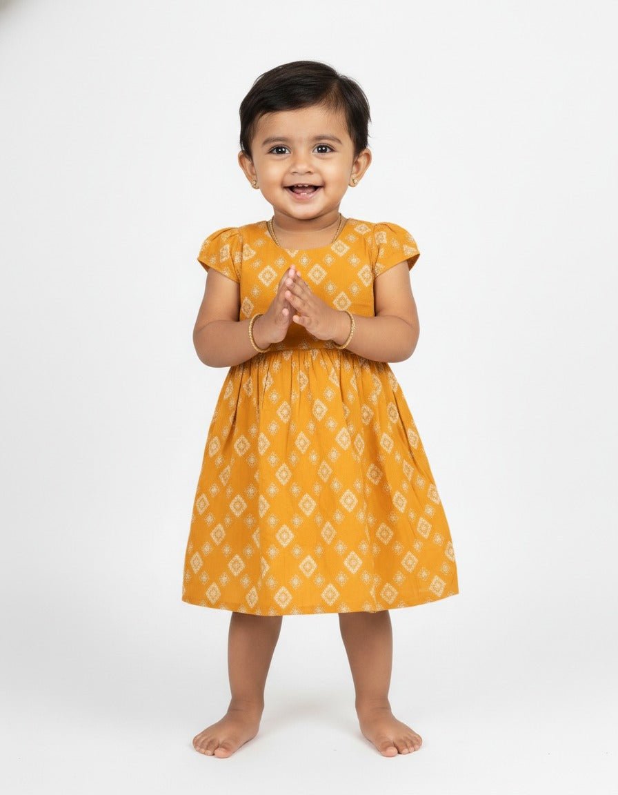 Kids Cotton Frock Yellow CF182 - Prince N Princess