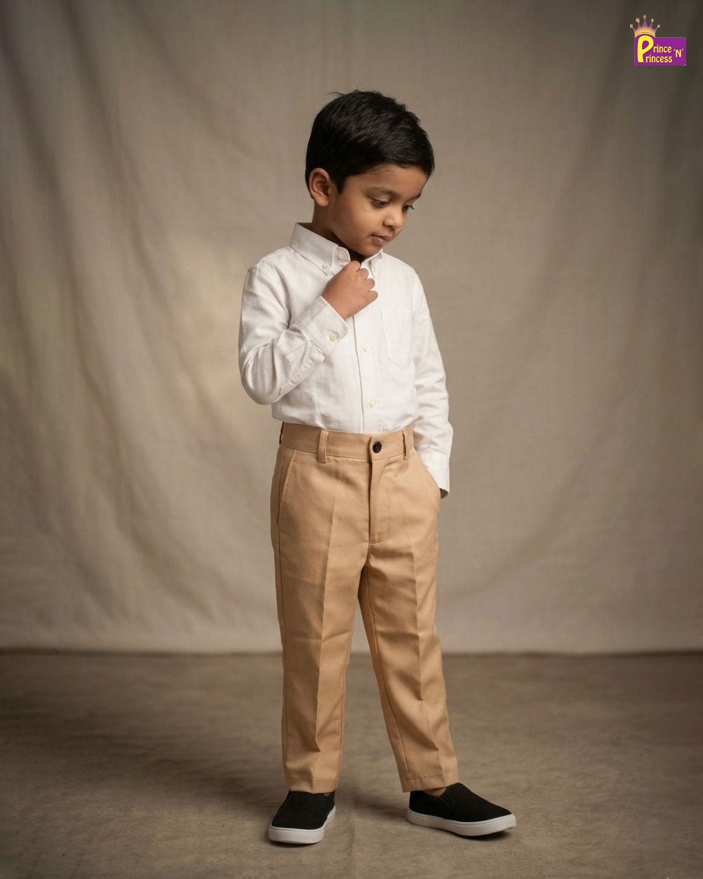 Kids Cotton Full Length Pant in Sandal PT043 - Prince N Princess