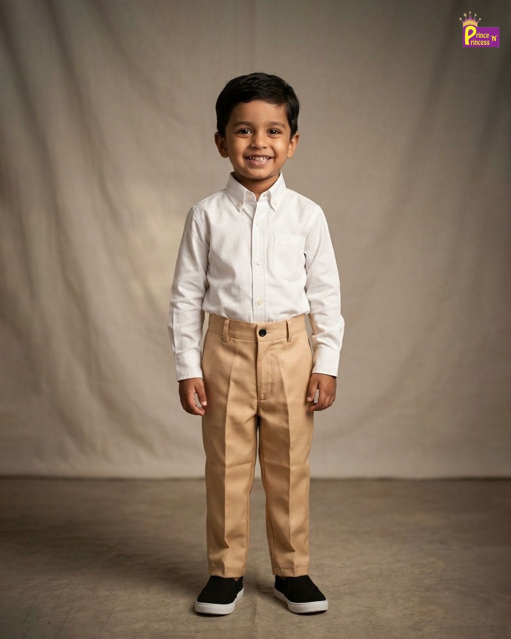 Kids Cotton Full Length Pant in Sandal PT043 - Prince N Princess