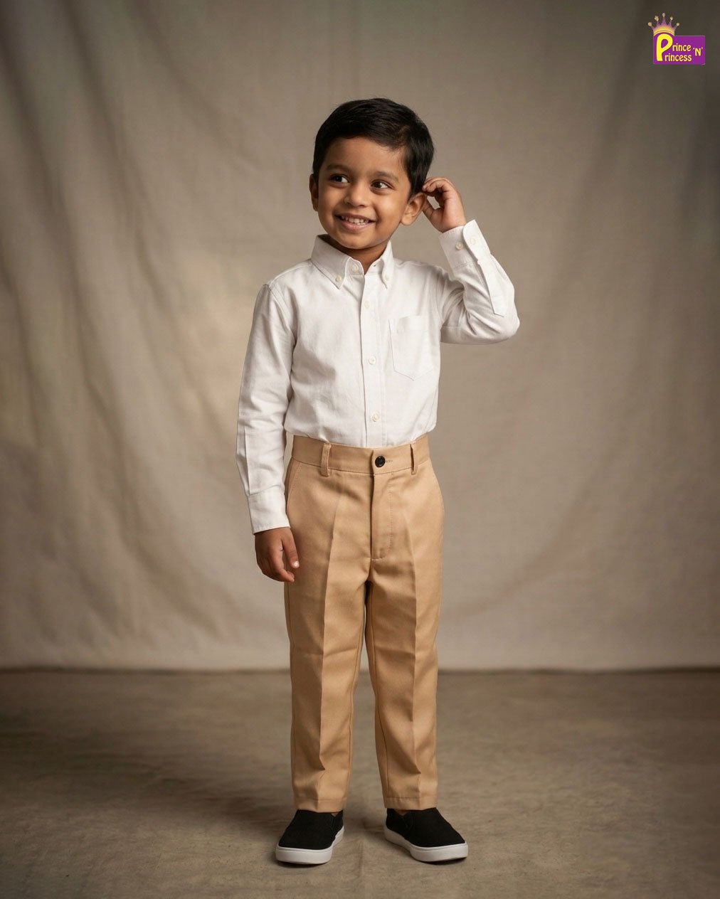 Kids Cotton Full Length Pant in Sandal PT043 - Prince N Princess