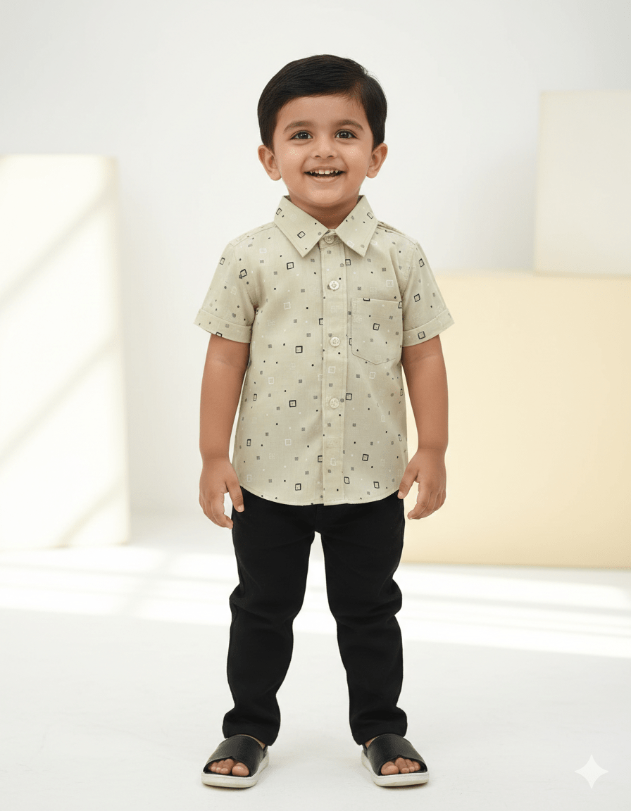 Kids Cotton Green Half Sleeve shirt ST090 - Prince N Princess