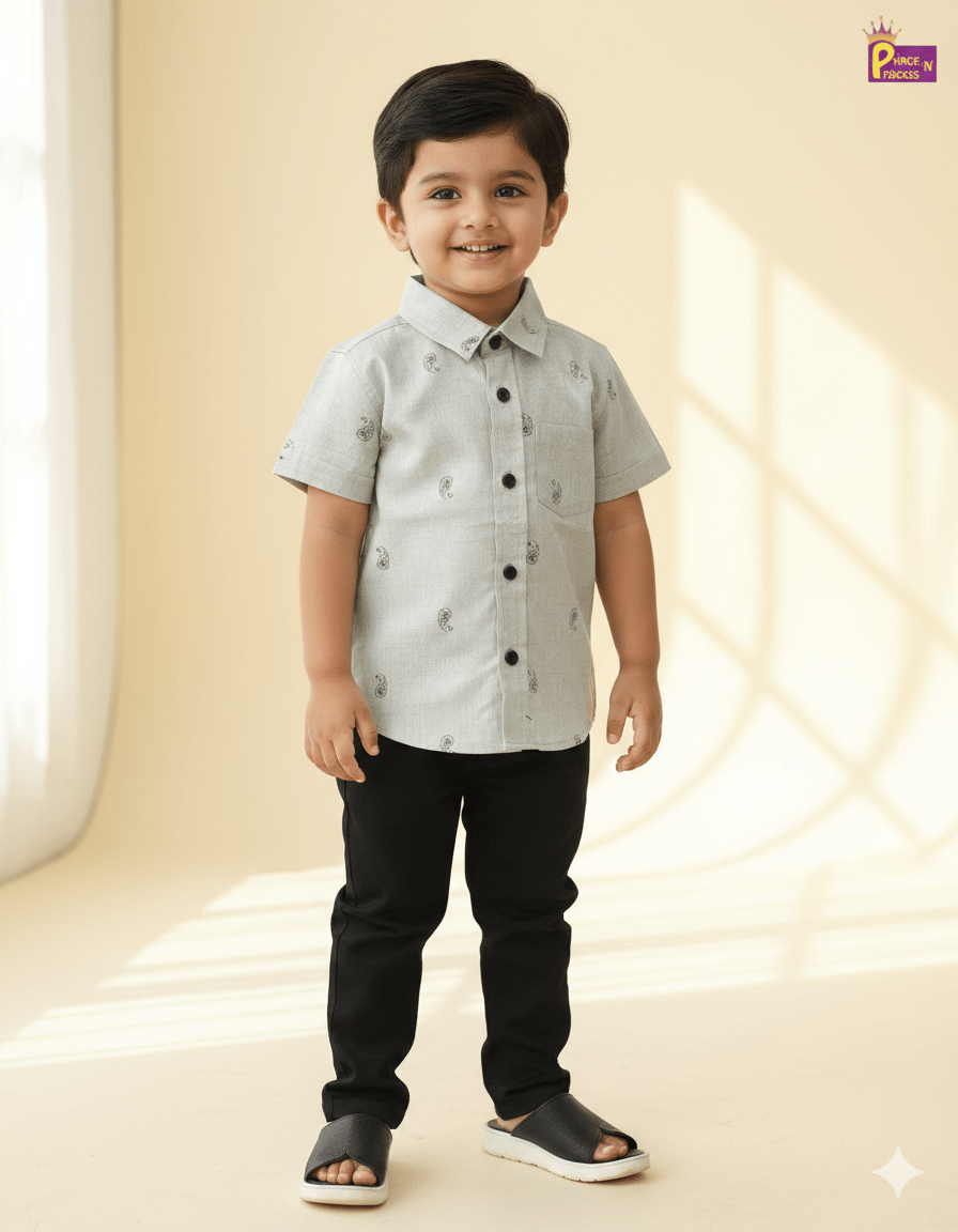 Kids Cotton Green Half Sleeve shirt ST163 - Prince N Princess