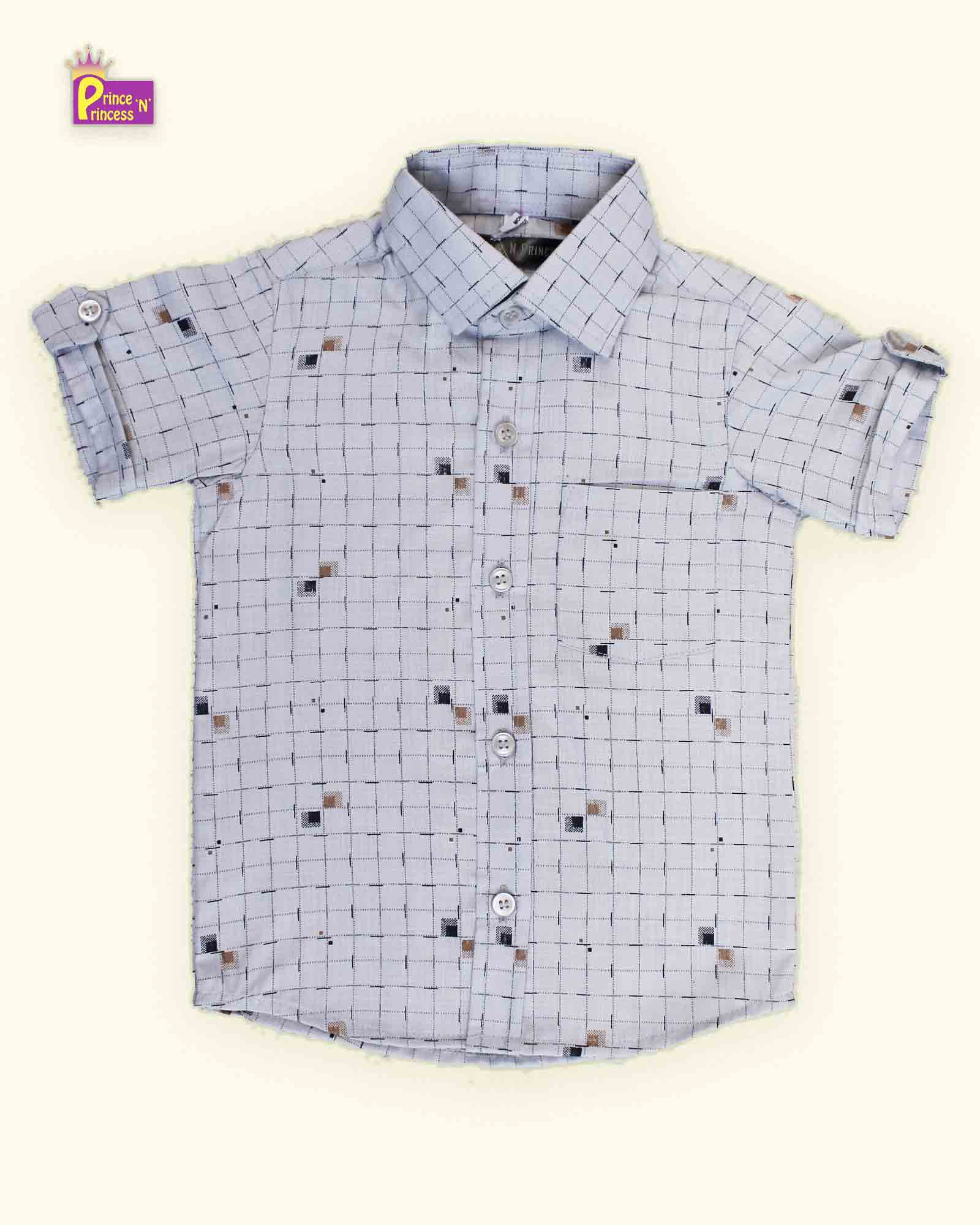 Kids Cotton Grey Half Sleeve shirt ST026 - Prince N Princess