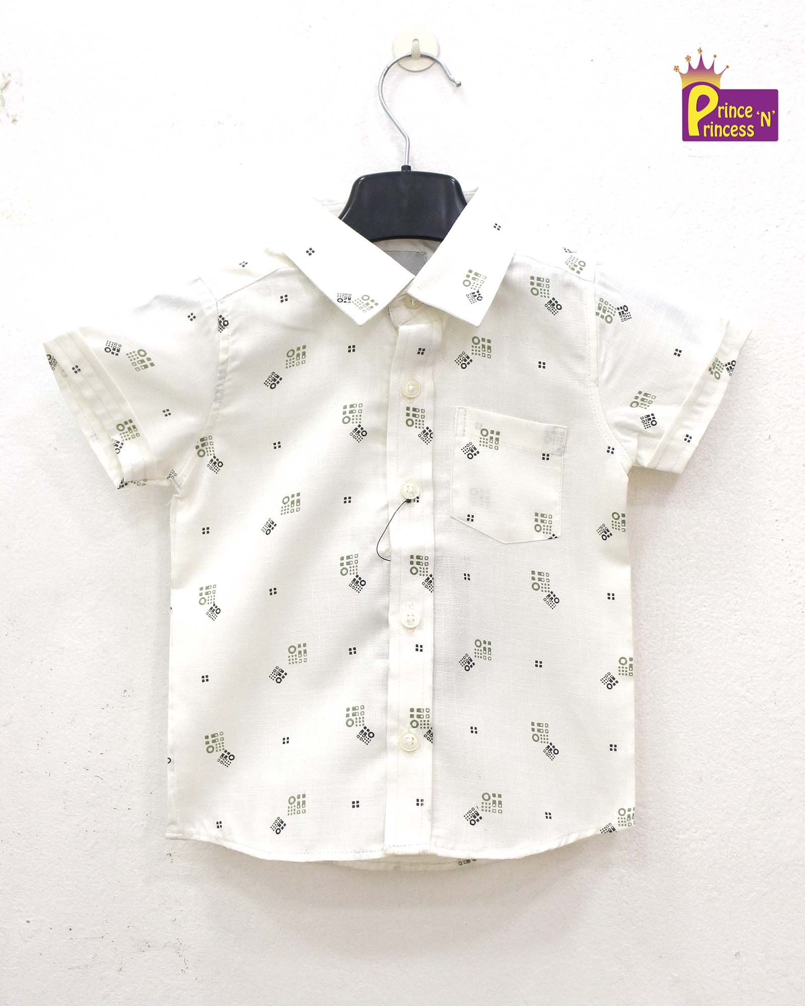 Kids Cotton Halfwhite Half Sleeve shirt ST122 - Prince N Princess