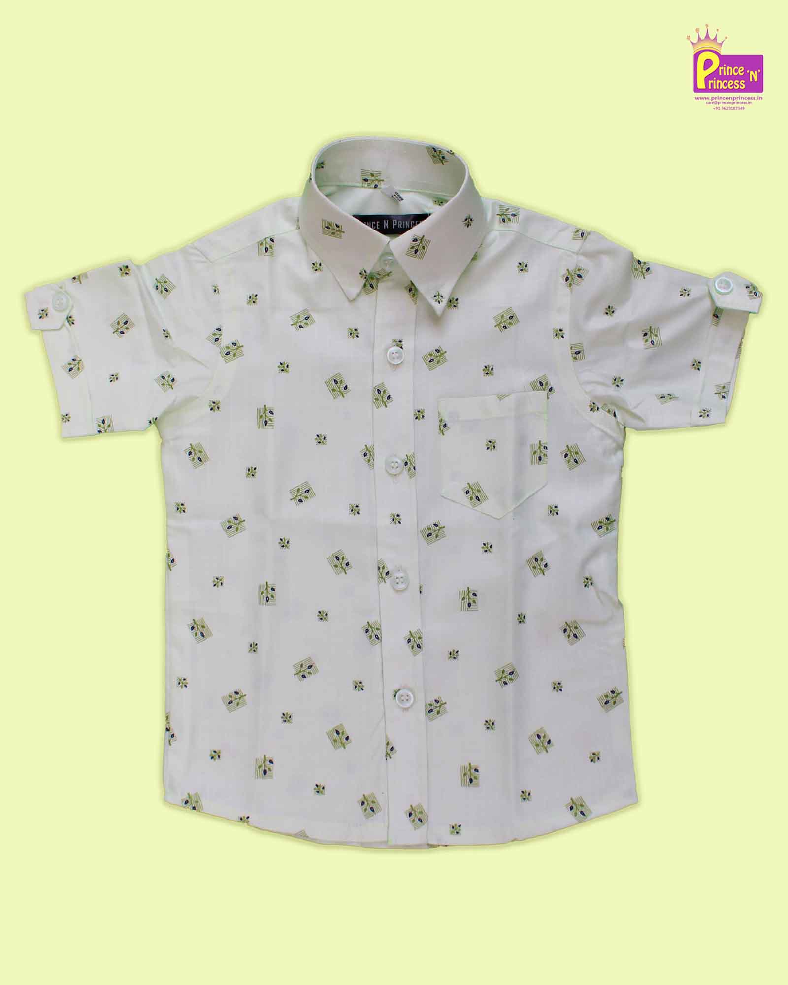 Kids Cotton Pista green Half Sleeve shirt ST017 - Prince N Princess