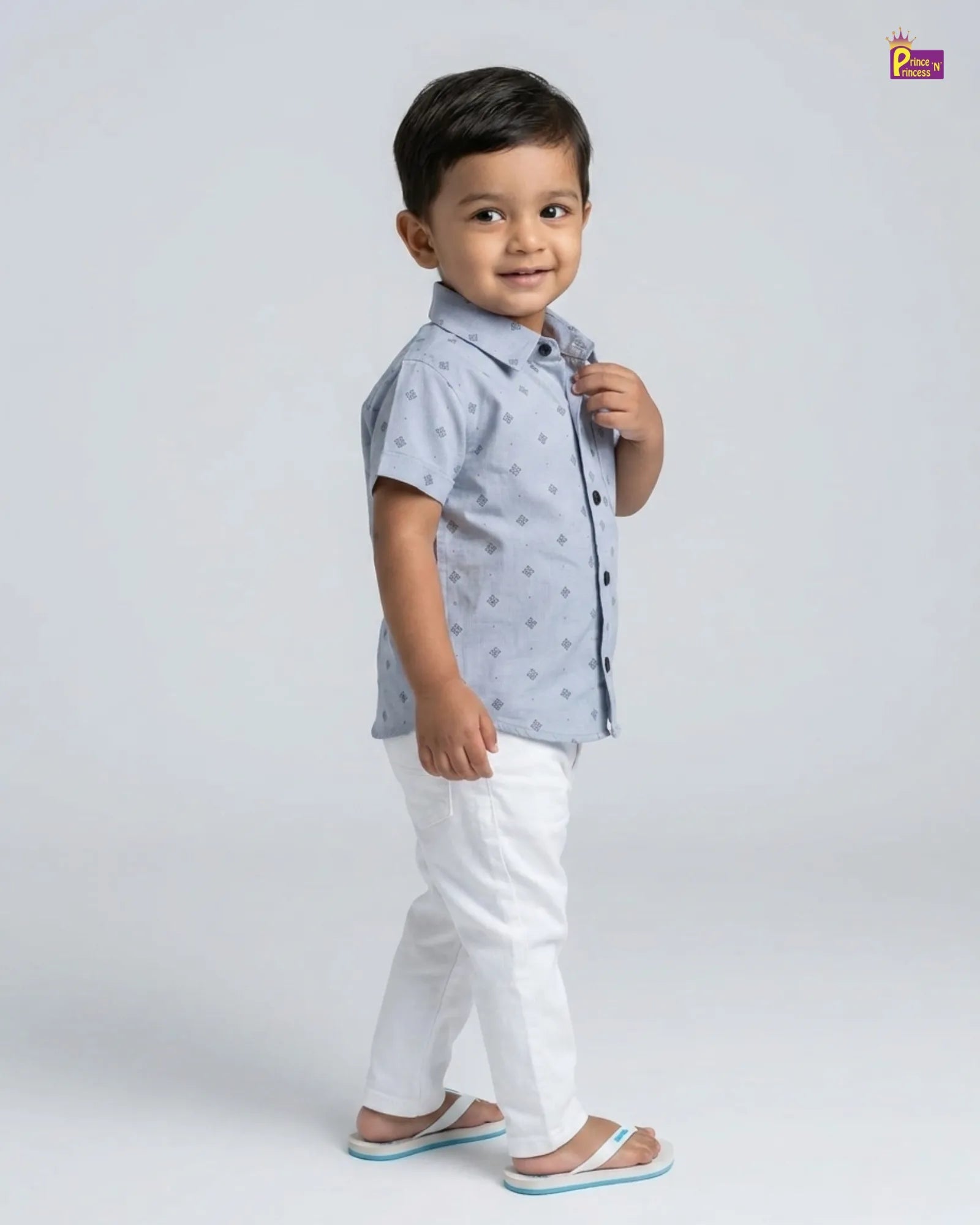 Kids Cotton Printed half Sleeve Shirt in Blue ST162 for kids festival wear