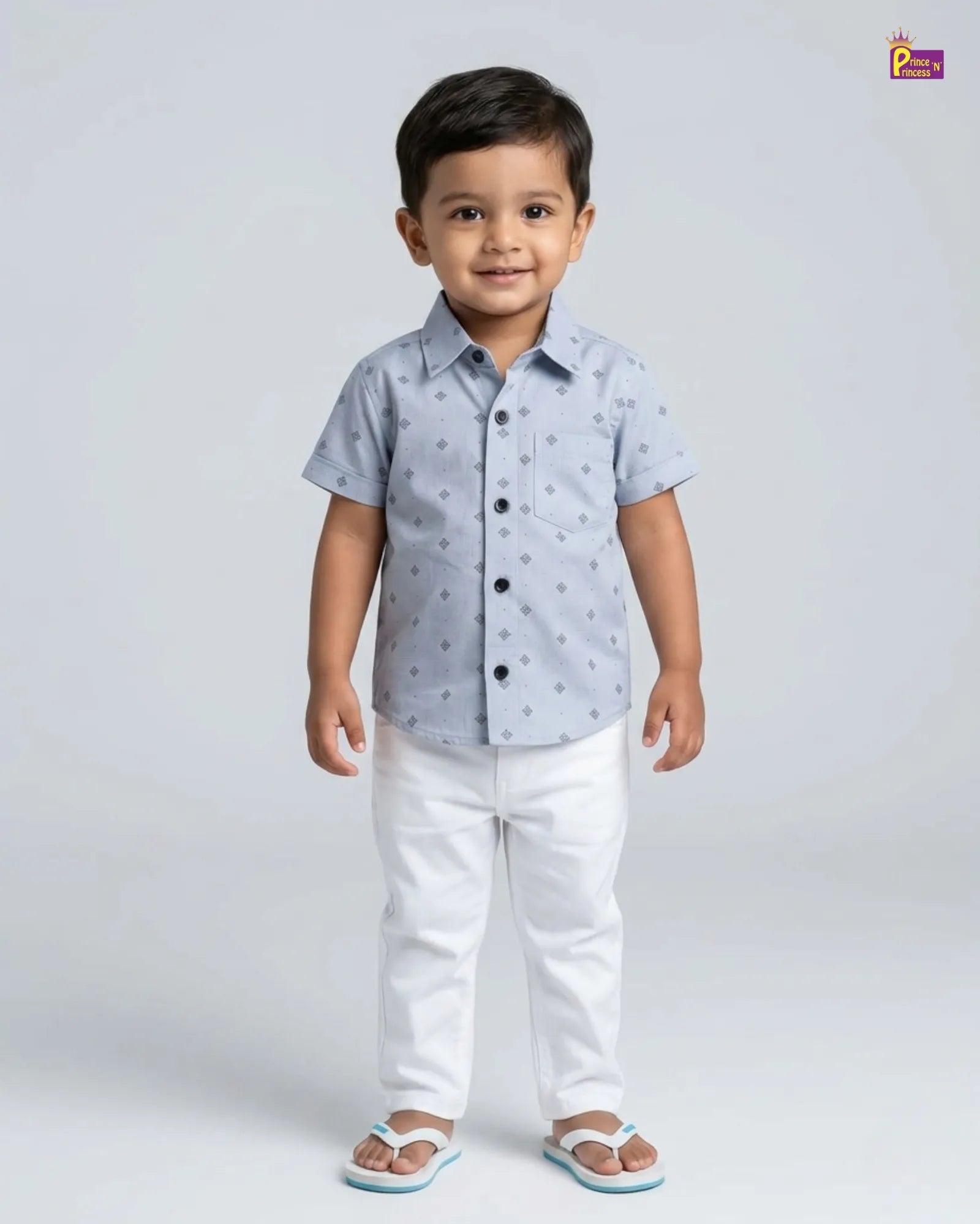 Kids Cotton Printed half Sleeve Shirt in Blue ST162 for kids festival wear