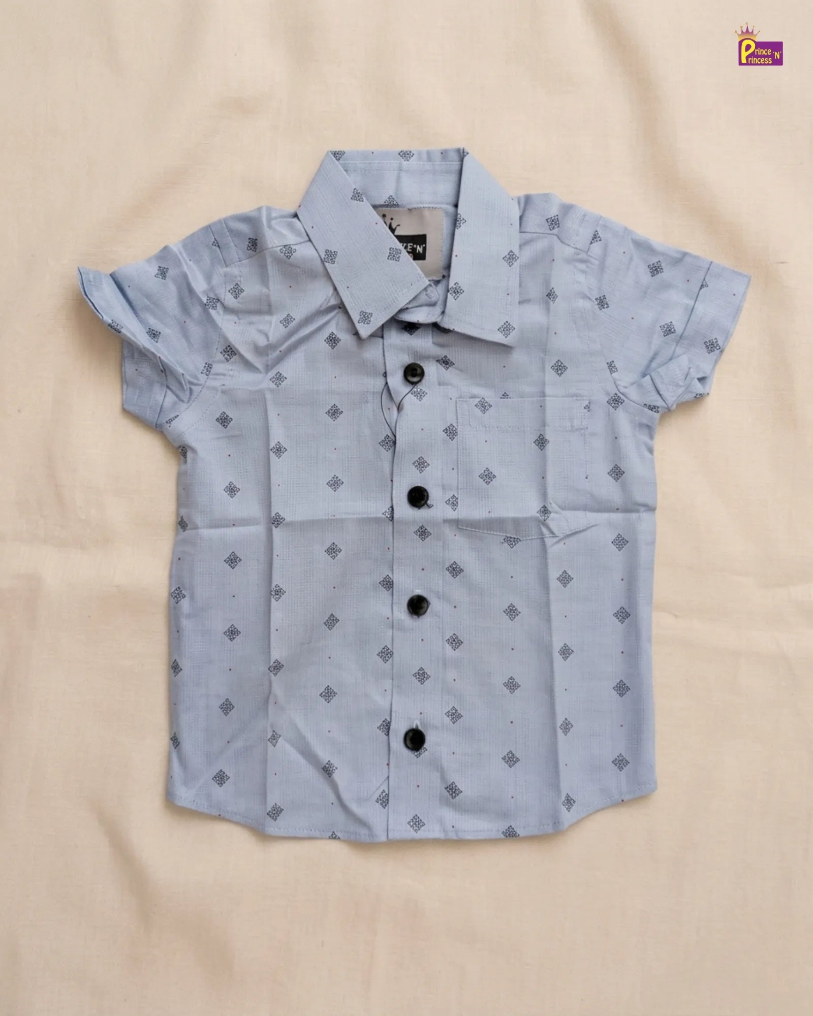 Kids Cotton Printed half Sleeve Shirt in Blue ST162 for kids festival wear