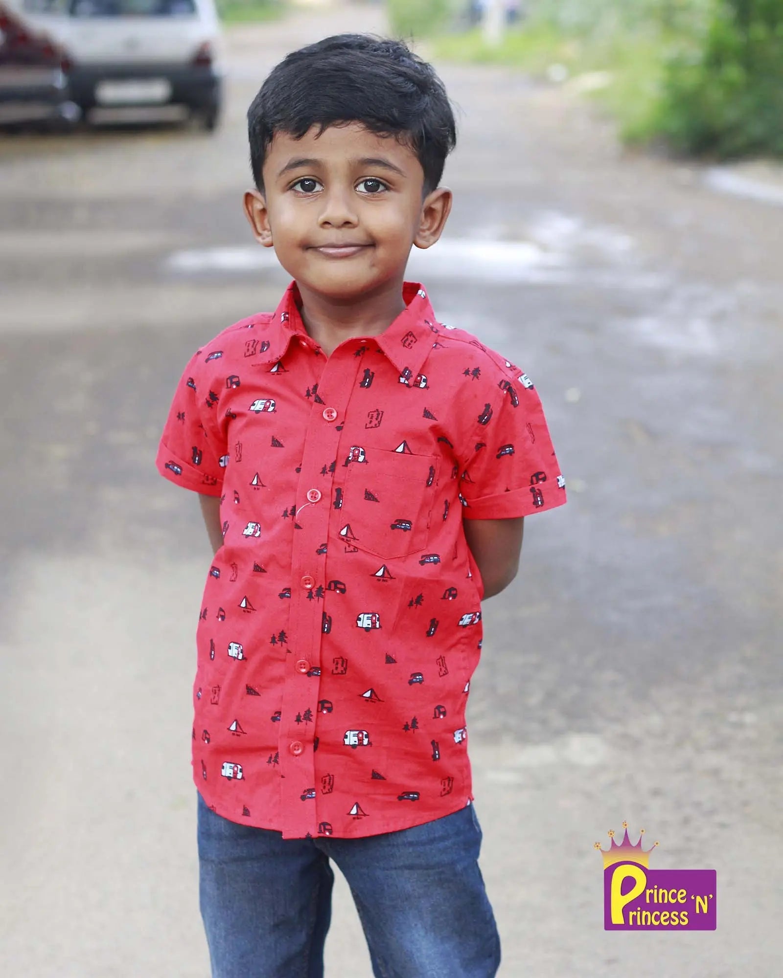 Kids Cotton Printed Red half Sleeve shirt ST151 - Prince N Princess