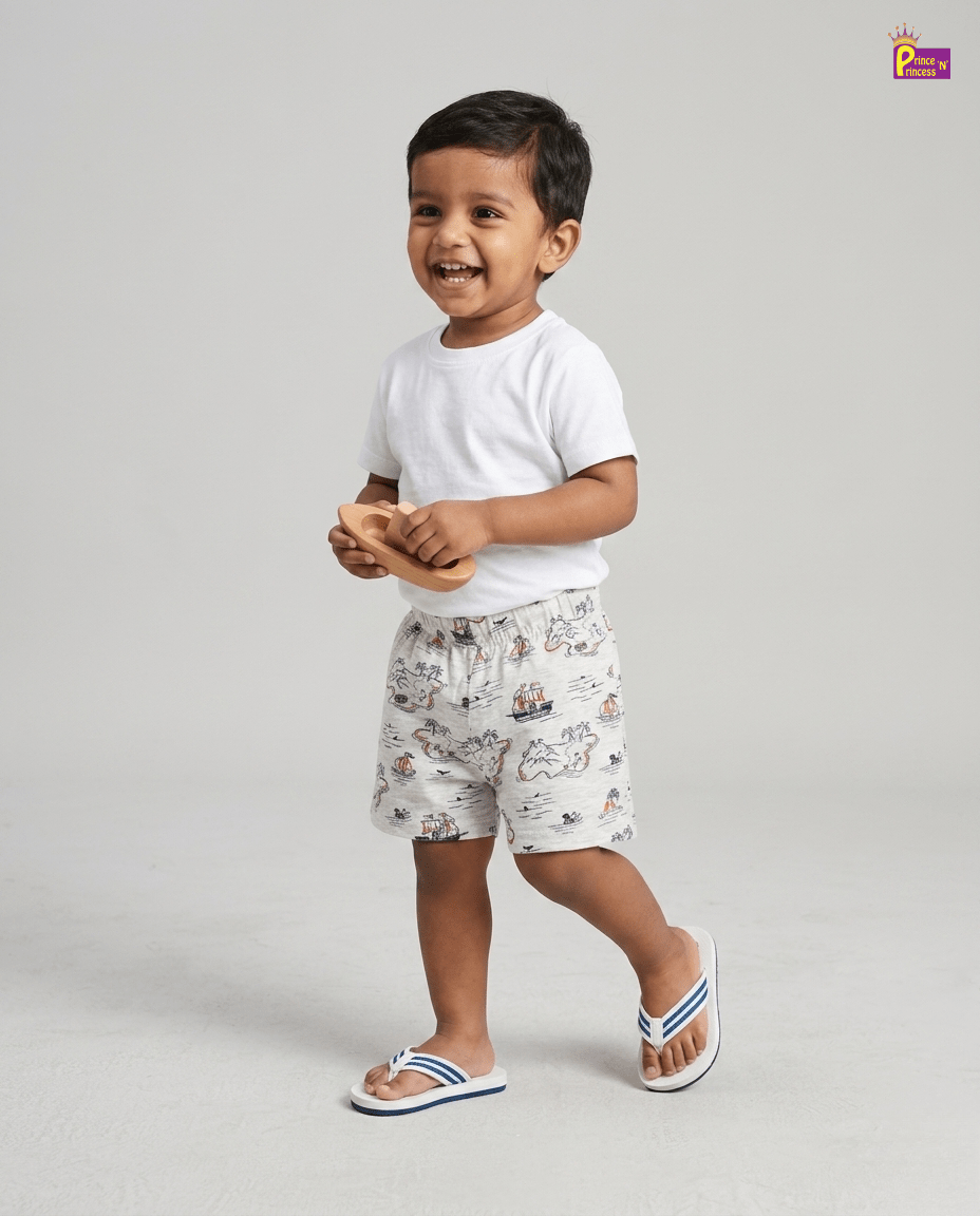 Kids Cotton Printed Trousers in White SH002 for kids festival wear