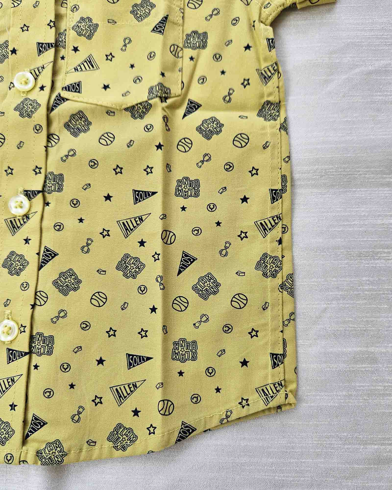 Kids Cotton Printed Yellow half Sleeve shirt ST149 - Prince N Princess