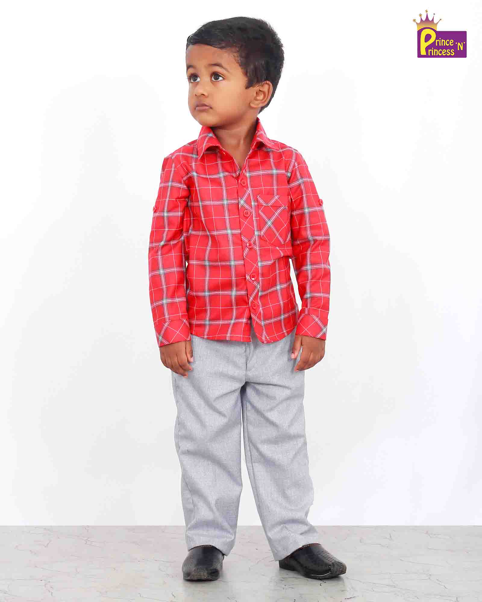 Kids Cotton Red Full Sleeve shirt ST002 - Prince N Princess