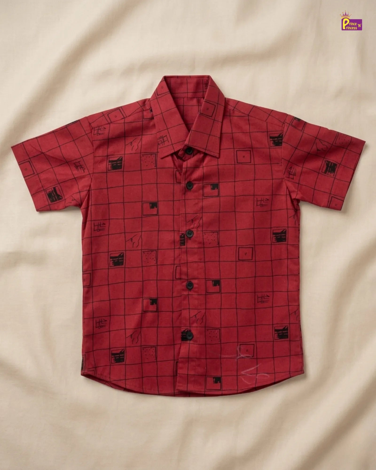 Kids Cotton Red half Sleeve shirt ST166 for kids festival wear