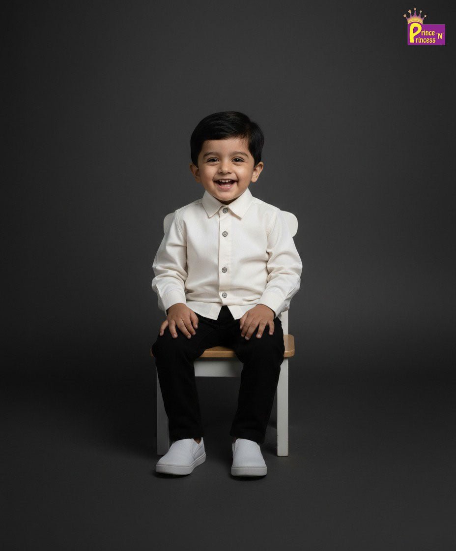 Kids Cotton Shirt Off White ST218 - Prince N Princess