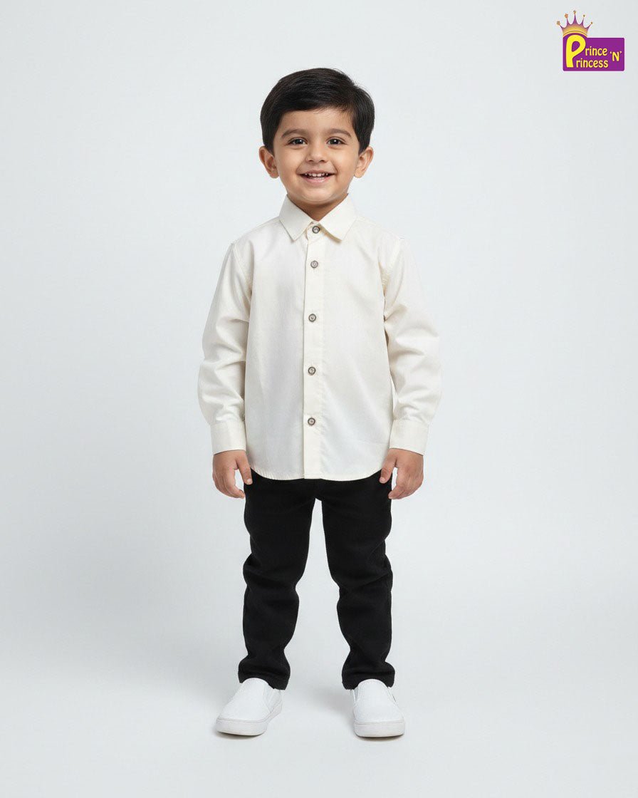 Kids Cotton Shirt Off White ST218 - Prince N Princess