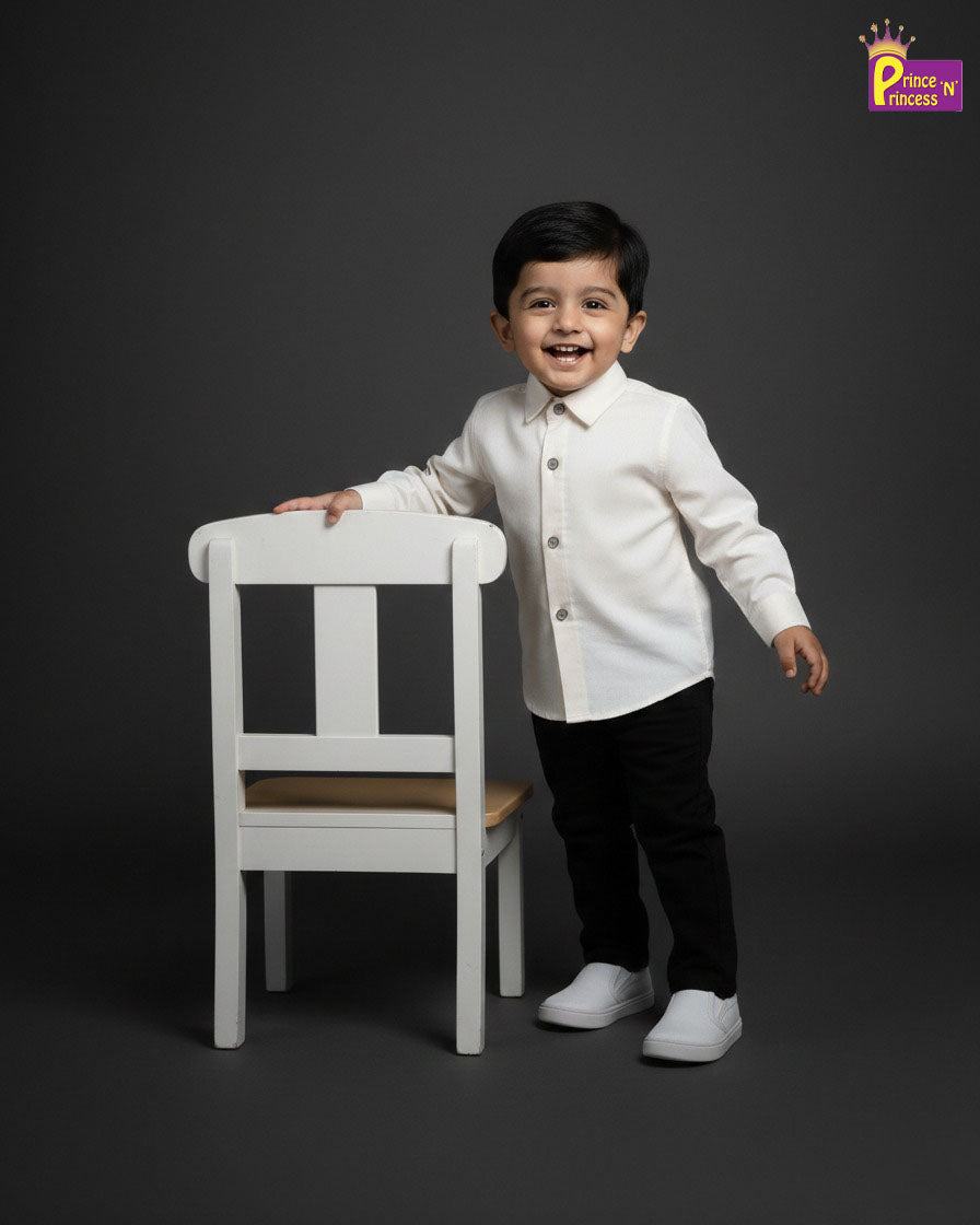 Kids Cotton Shirt Off White ST218 - Prince N Princess