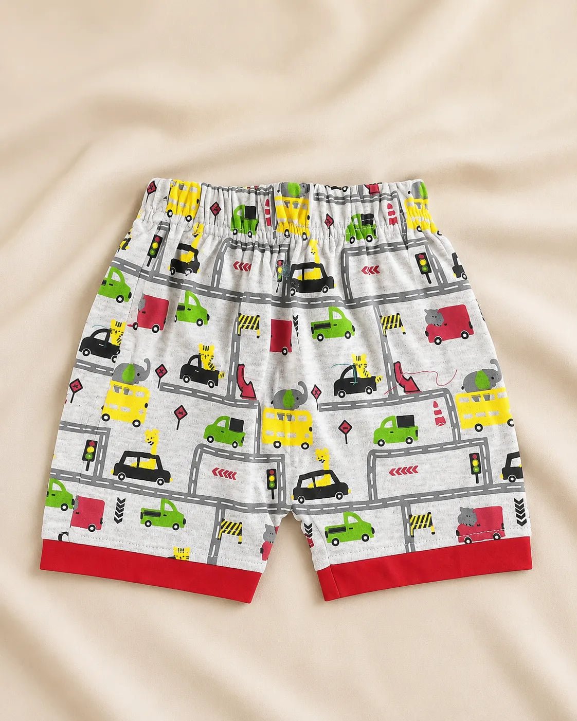 Kids Cotton Trousers in Baby Grey with Red Printed SH065 for kids festival wear