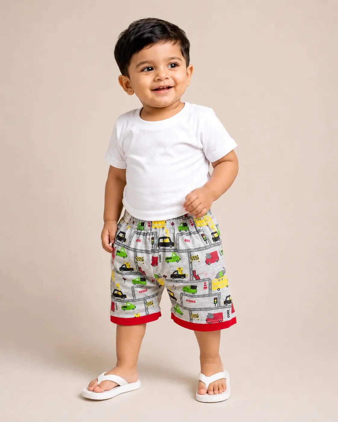 Kids Cotton Trousers in Baby Grey with Red Printed SH065 for kids festival wear