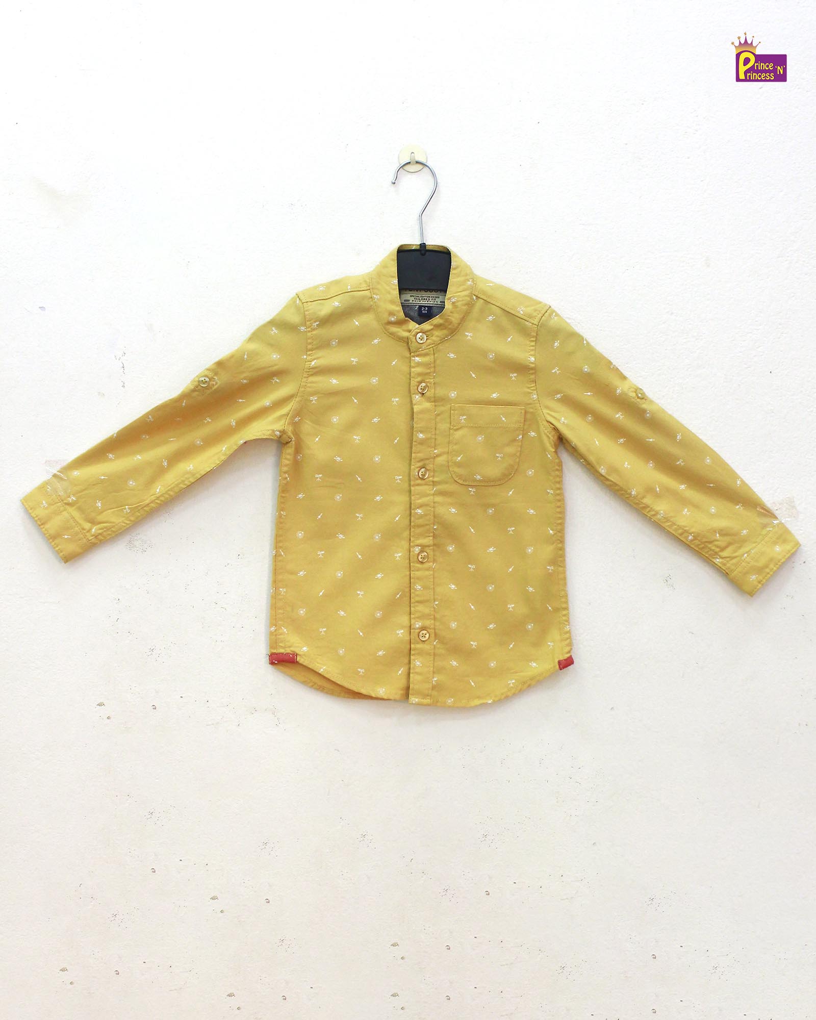 Kids Cotton yellow full Sleeve shirt ST181 - Prince N Princess