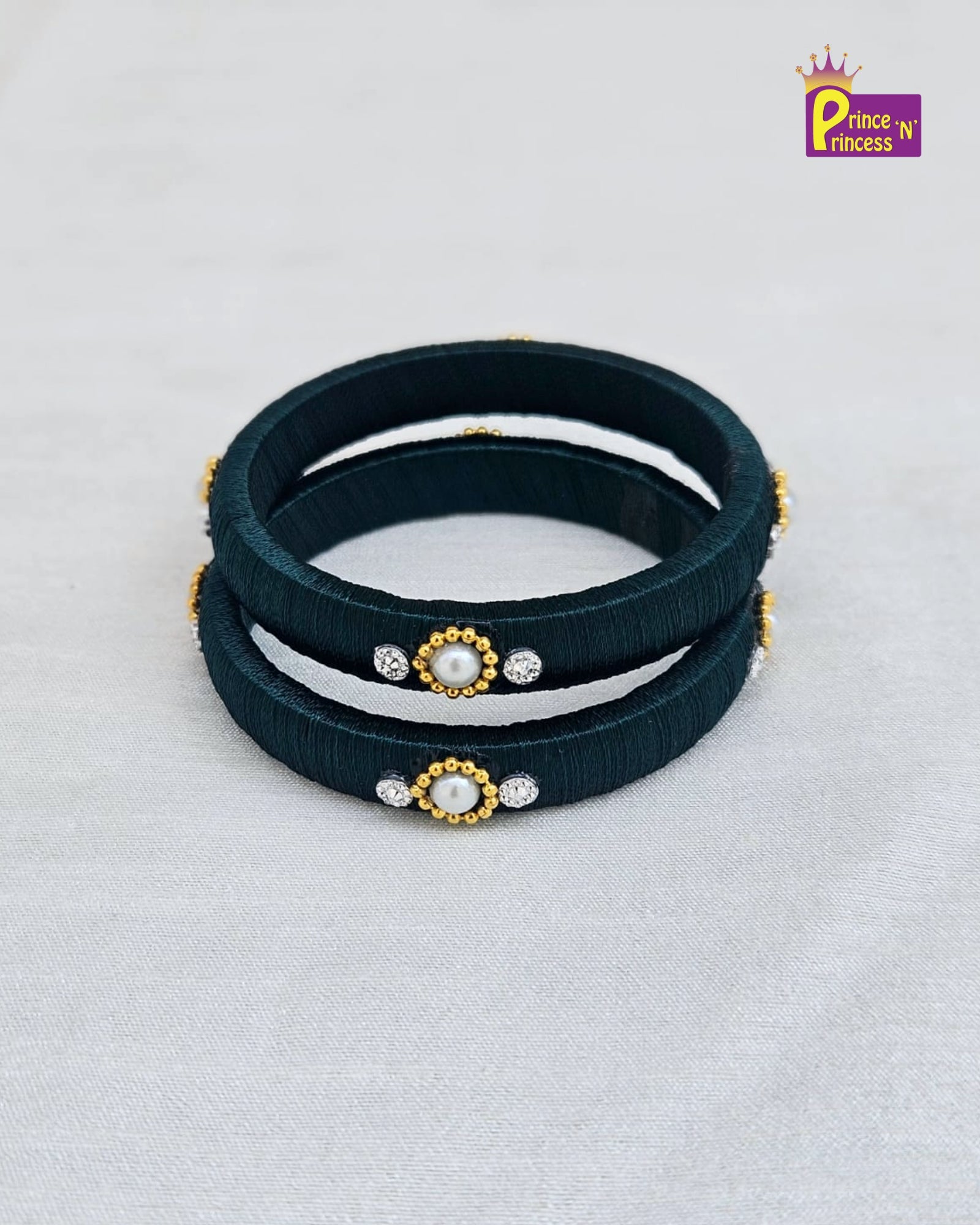 Kids Dark Green Thread Bangles BA007 - Prince N Princess