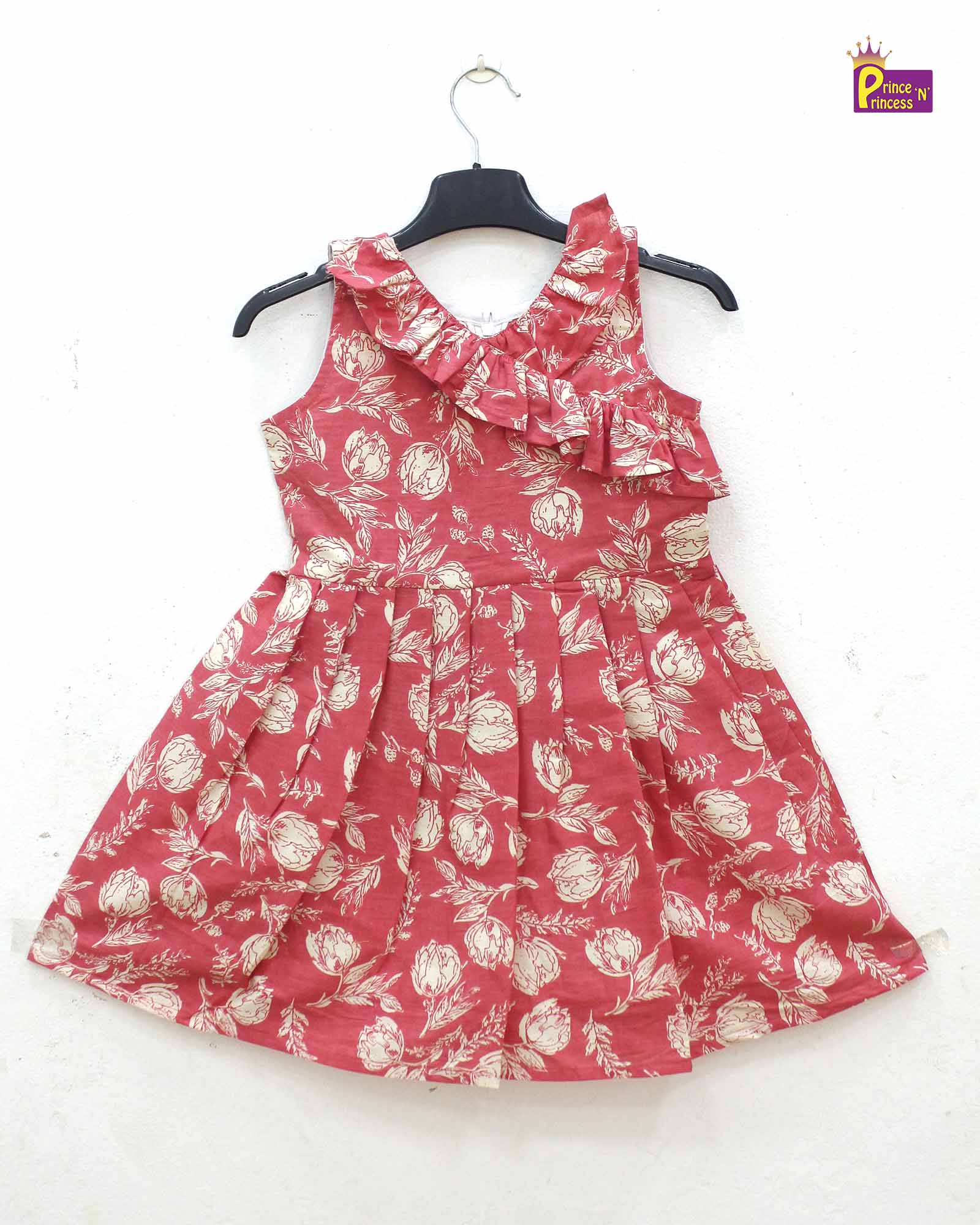 Kids Dark Peach Cotton Frock CF351 - Prince N Princess
