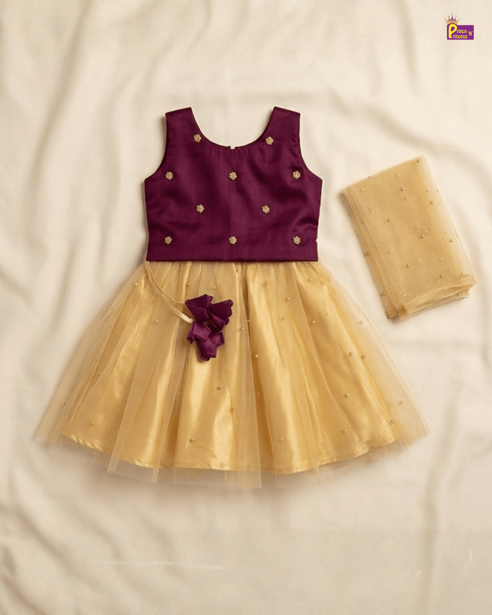 Kids Embroidery Net Ethnic Lehenga Choli in Purple with Sandal LC150 for kids festival wear