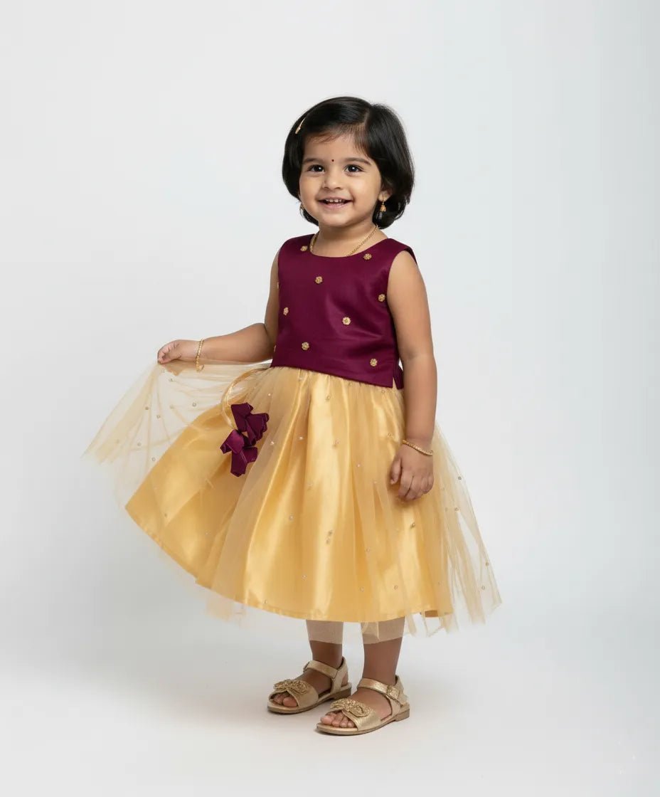 Kids Embroidery Net Ethnic Lehenga Choli in Purple with Sandal LC150 - Prince N Princess