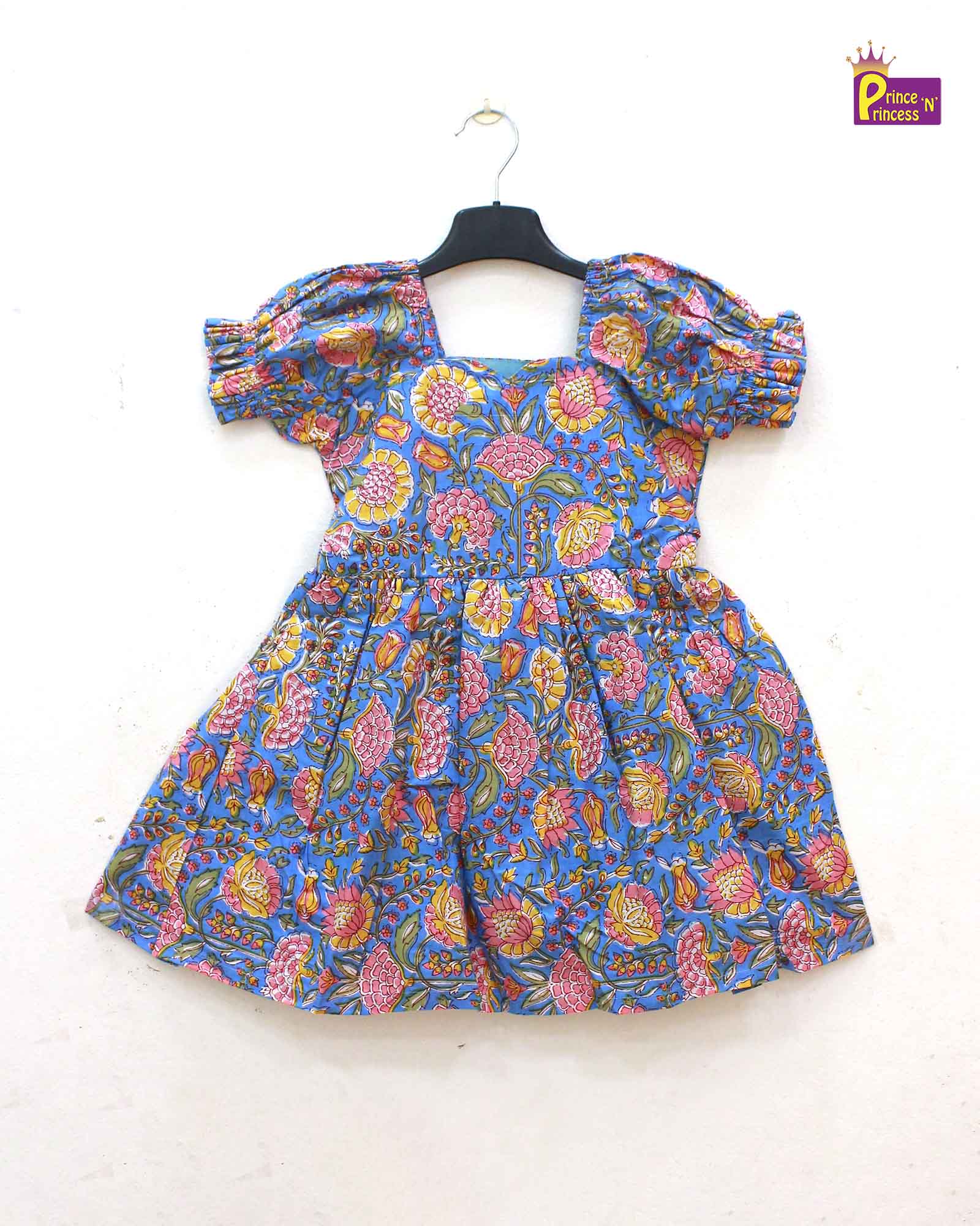 Kids Floral Blue Cotton Frock CF344 - Prince N Princess