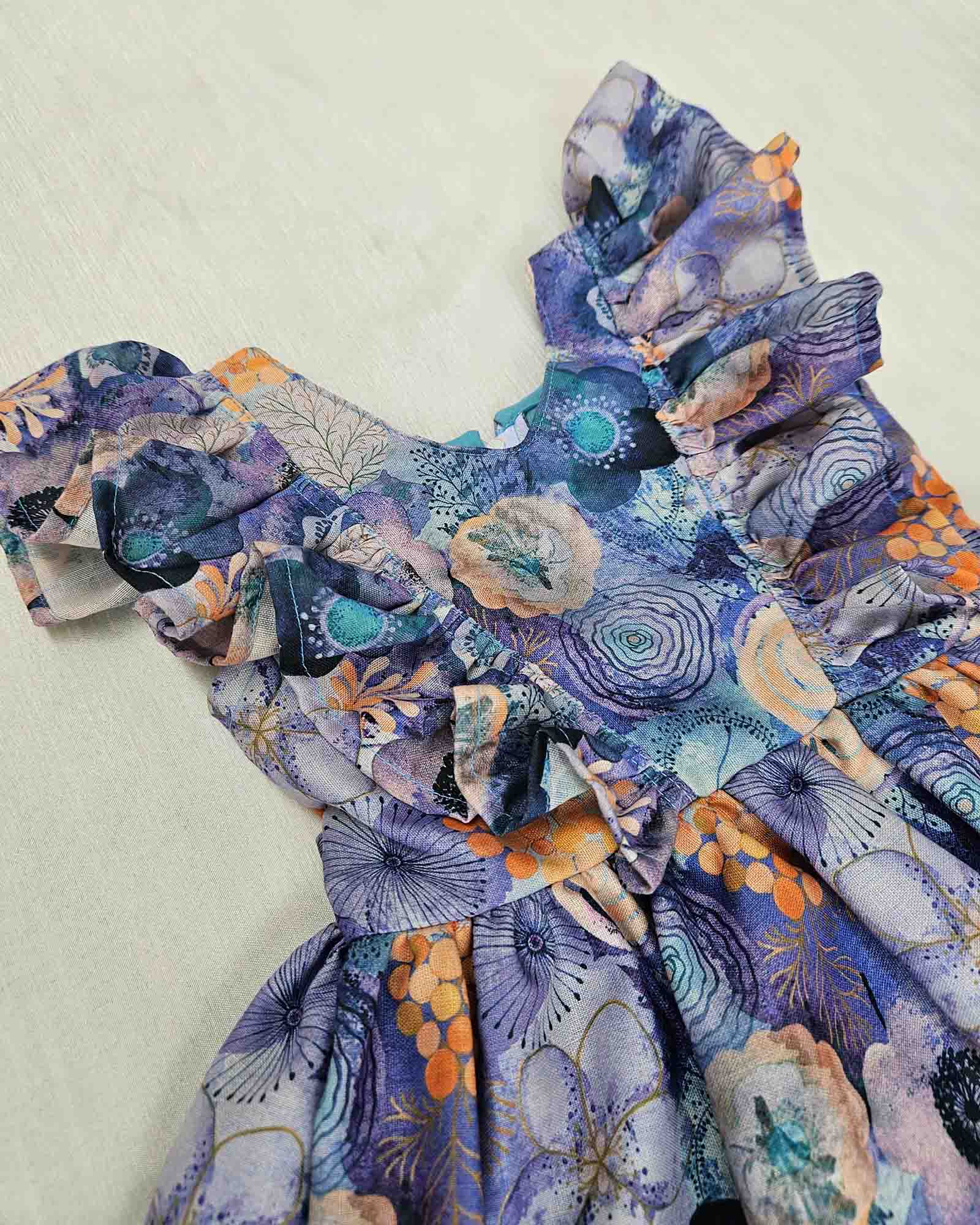 Kids Floral Blue Frock Cotton Frock CF312 - Prince N Princess