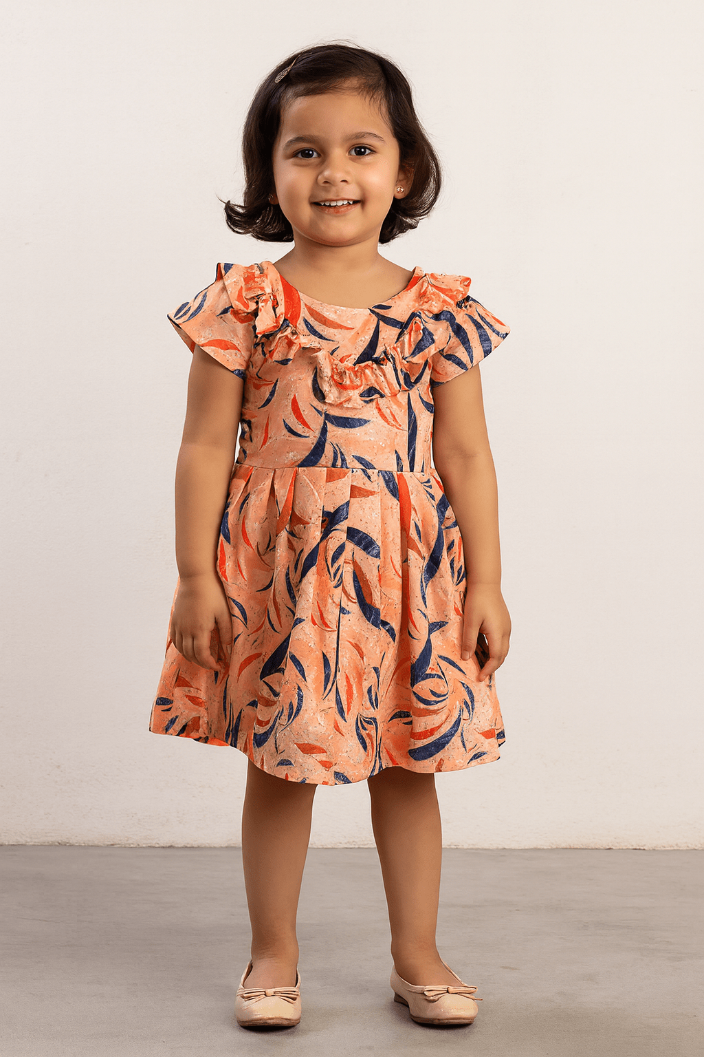 Kids Floral Orange hakoba Frock CF333 - Prince N Princess