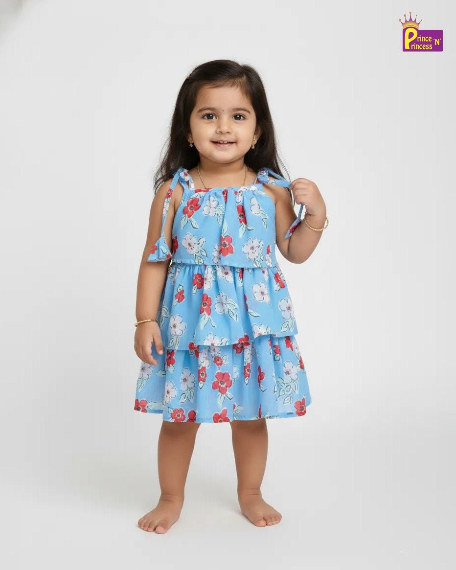 Kids Georgette Trendy Frock in Blue WGF054 - Prince N Princess