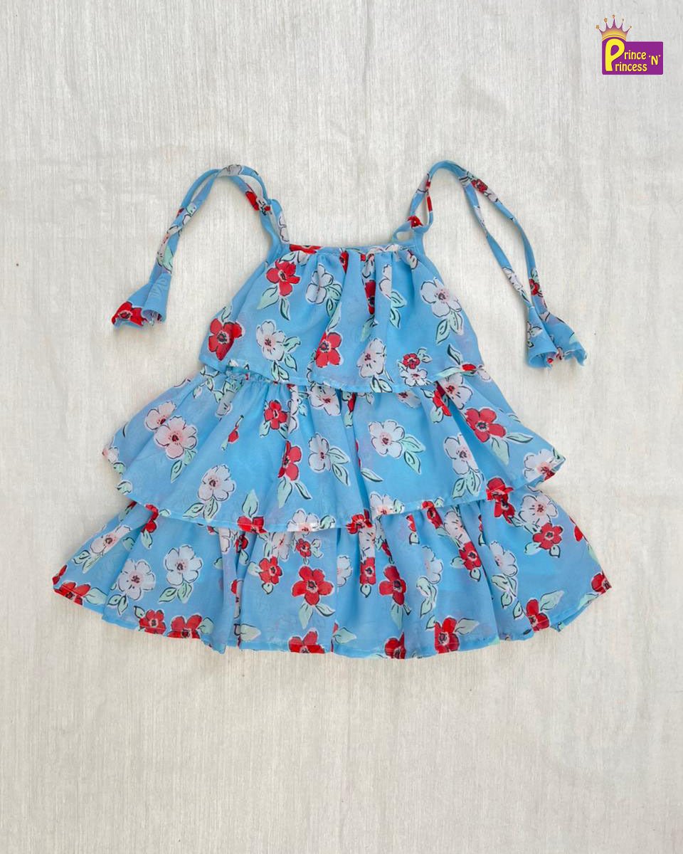 Kids Georgette Trendy Frock in Blue WGF054 - Prince N Princess