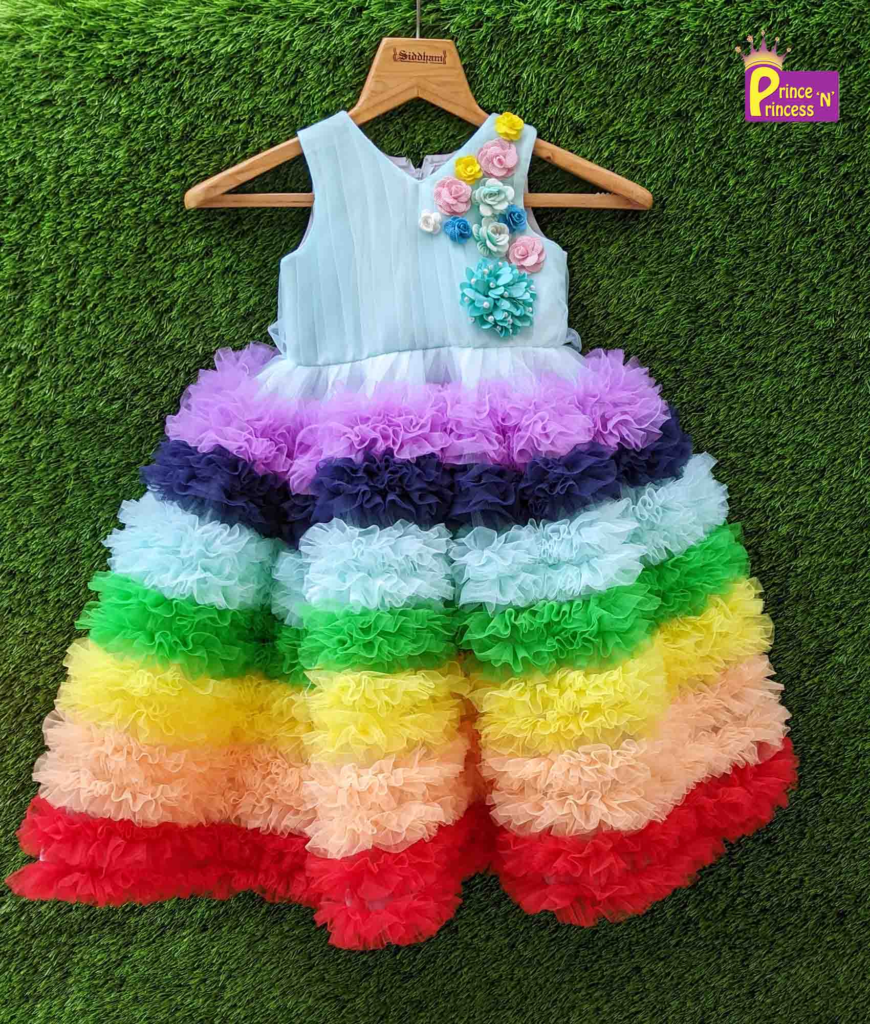 Kids Grand Rainbow Birthday Party Gown BG071 for kids festival wear