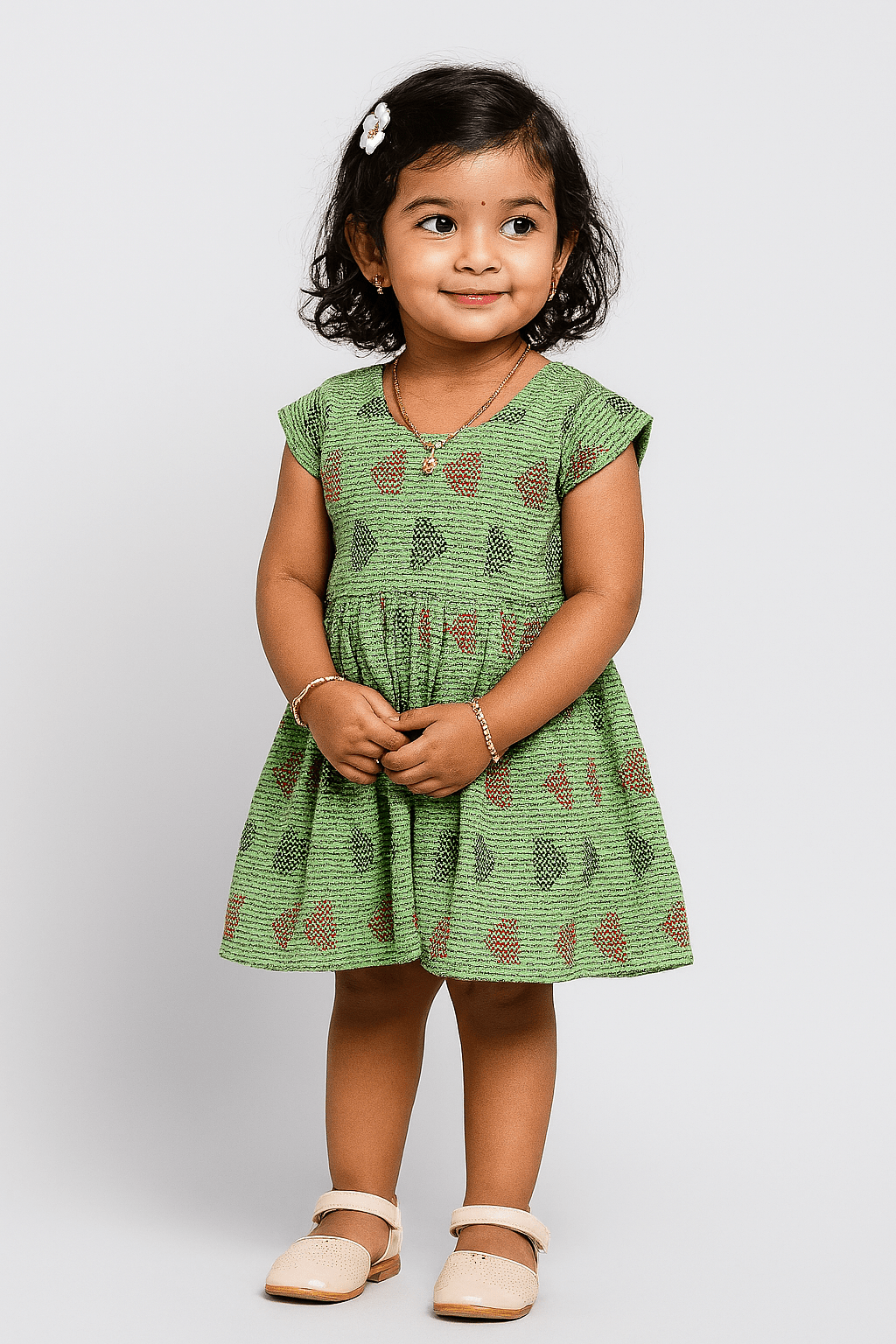 Kids Green Cotton Frock CF177 - Prince N Princess