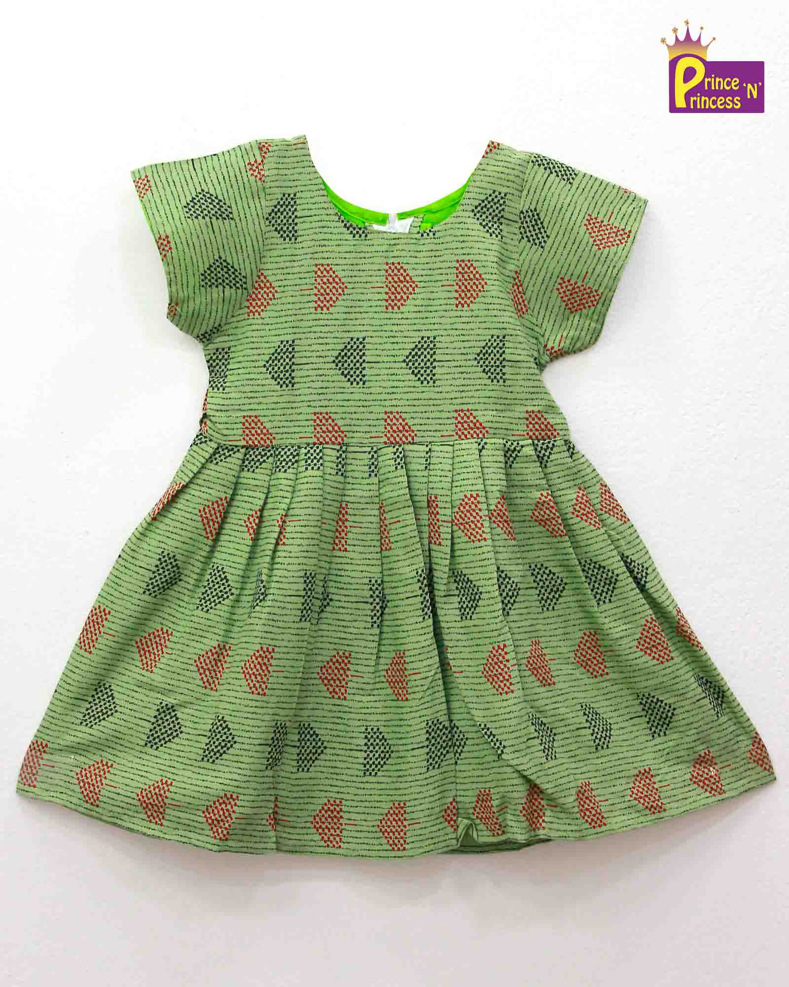 Kids Green Cotton Frock CF177 - Prince N Princess