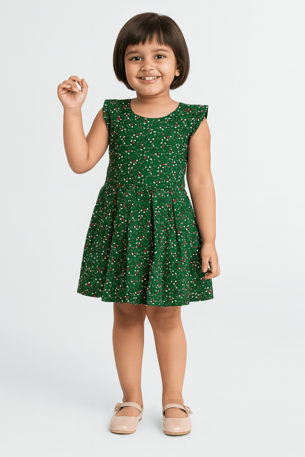Kids Green Cotton Frock CF308 - Prince N Princess