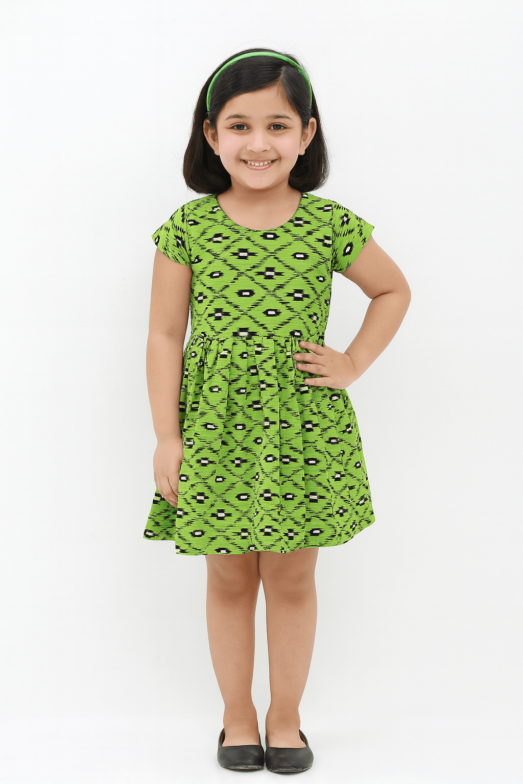 Kids Green Printed Cotton Frock CF174 - Prince N Princess