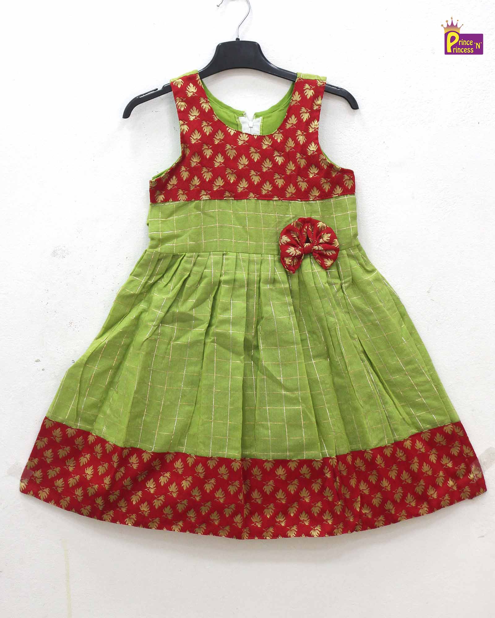 Kids Green with Red Party Frock LDF063 - Prince N Princess