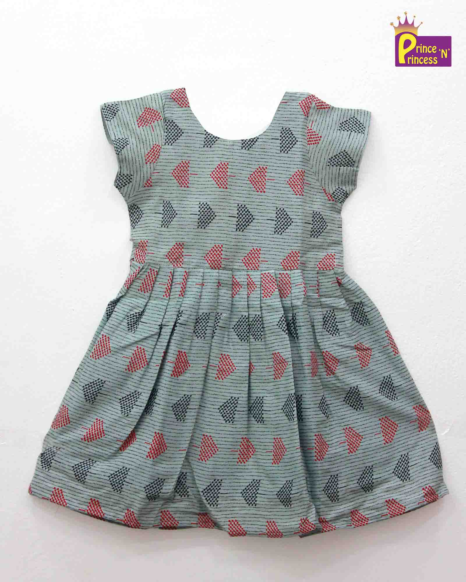 Kids Grey Cotton Frock CF179 - Prince N Princess
