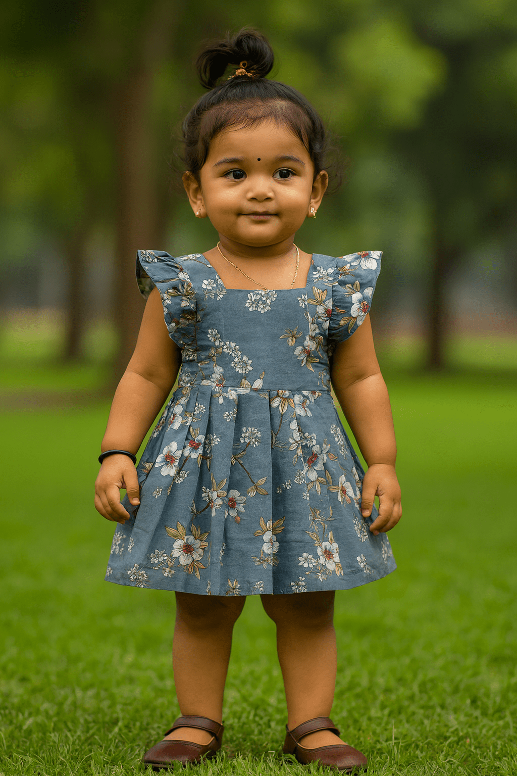 Kids Grey Cotton Frock CF353 - Prince N Princess