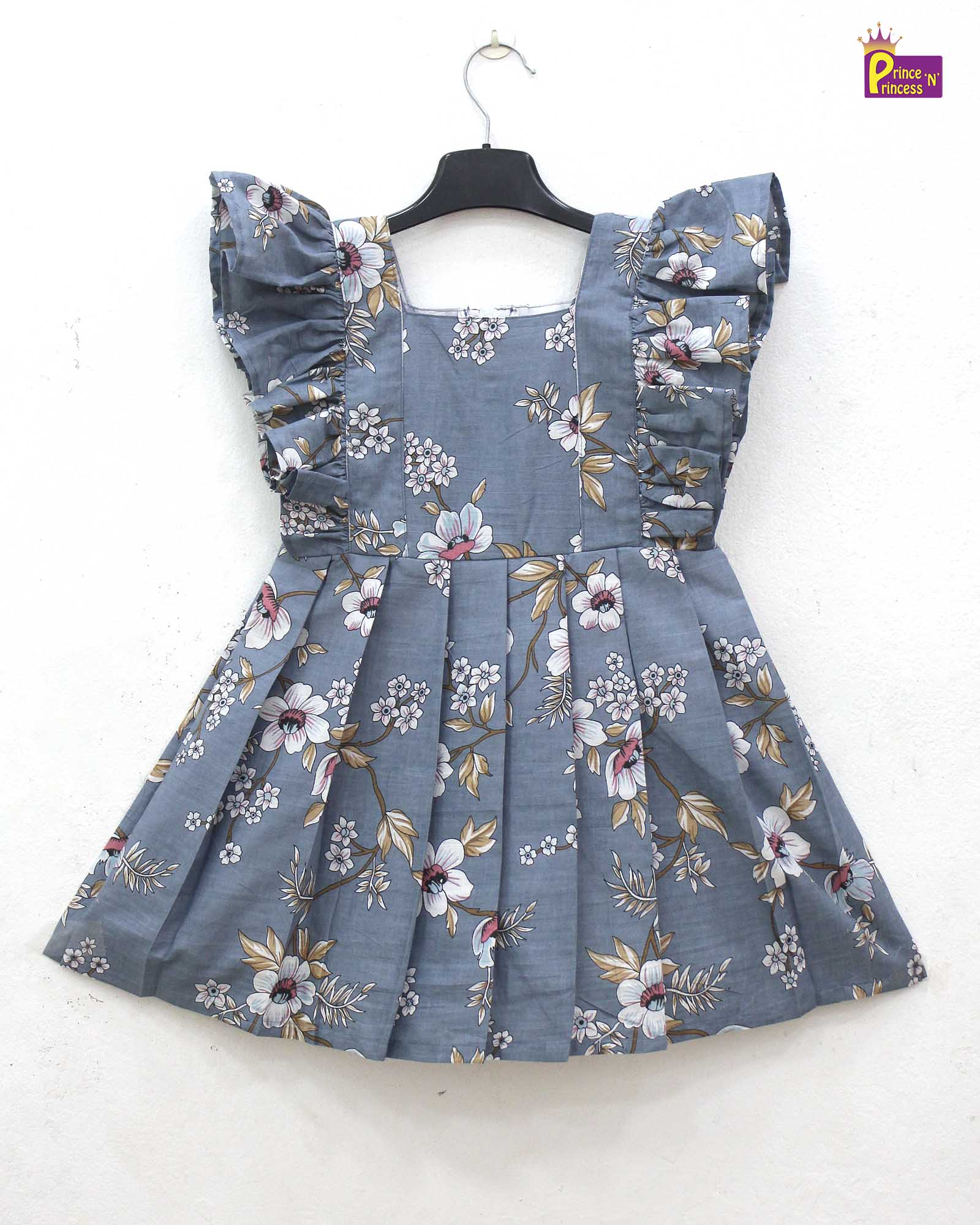 Kids Grey Cotton Frock CF353 - Prince N Princess