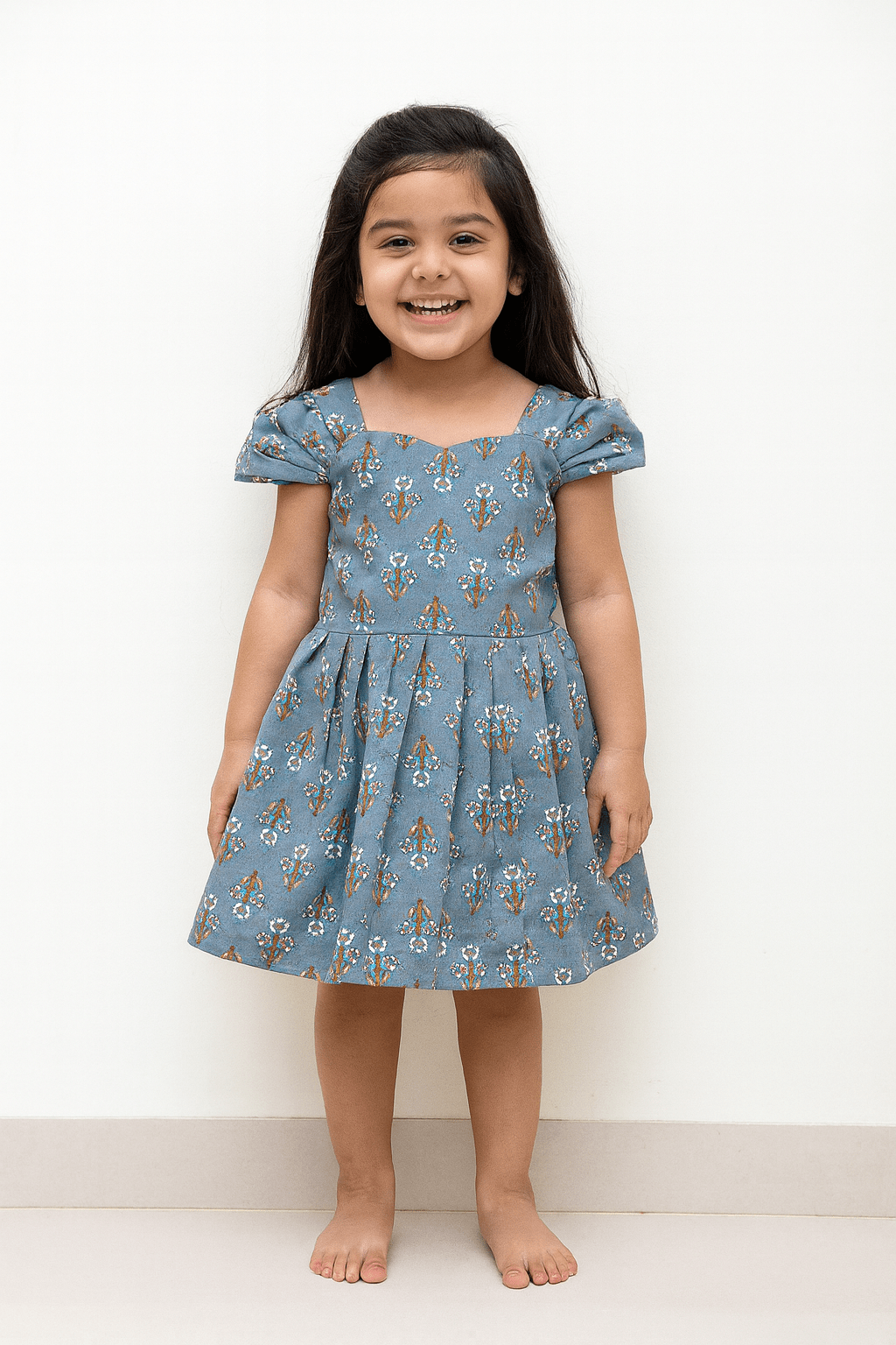 Kids Grey Cotton Frock CF354 - Prince N Princess