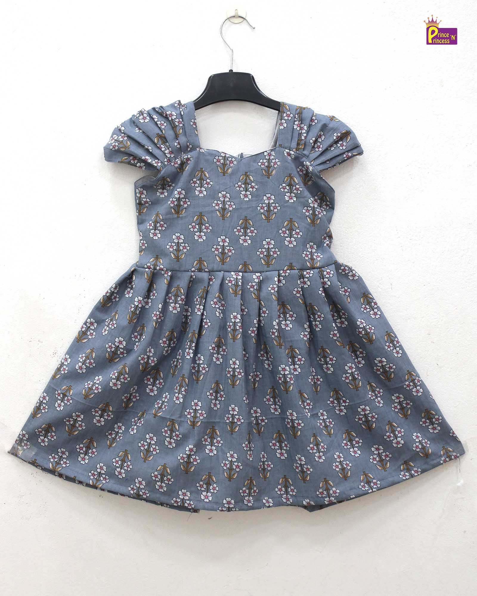Kids Grey Cotton Frock CF354 - Prince N Princess