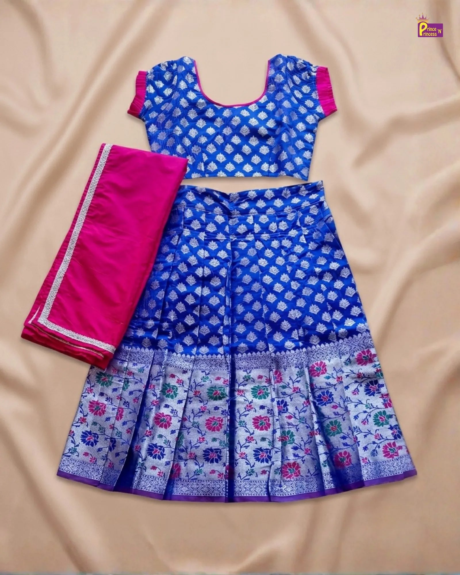 KIds Half Saree or Dhavani for Little Princess in Red with Green HF047 for kids festival wear