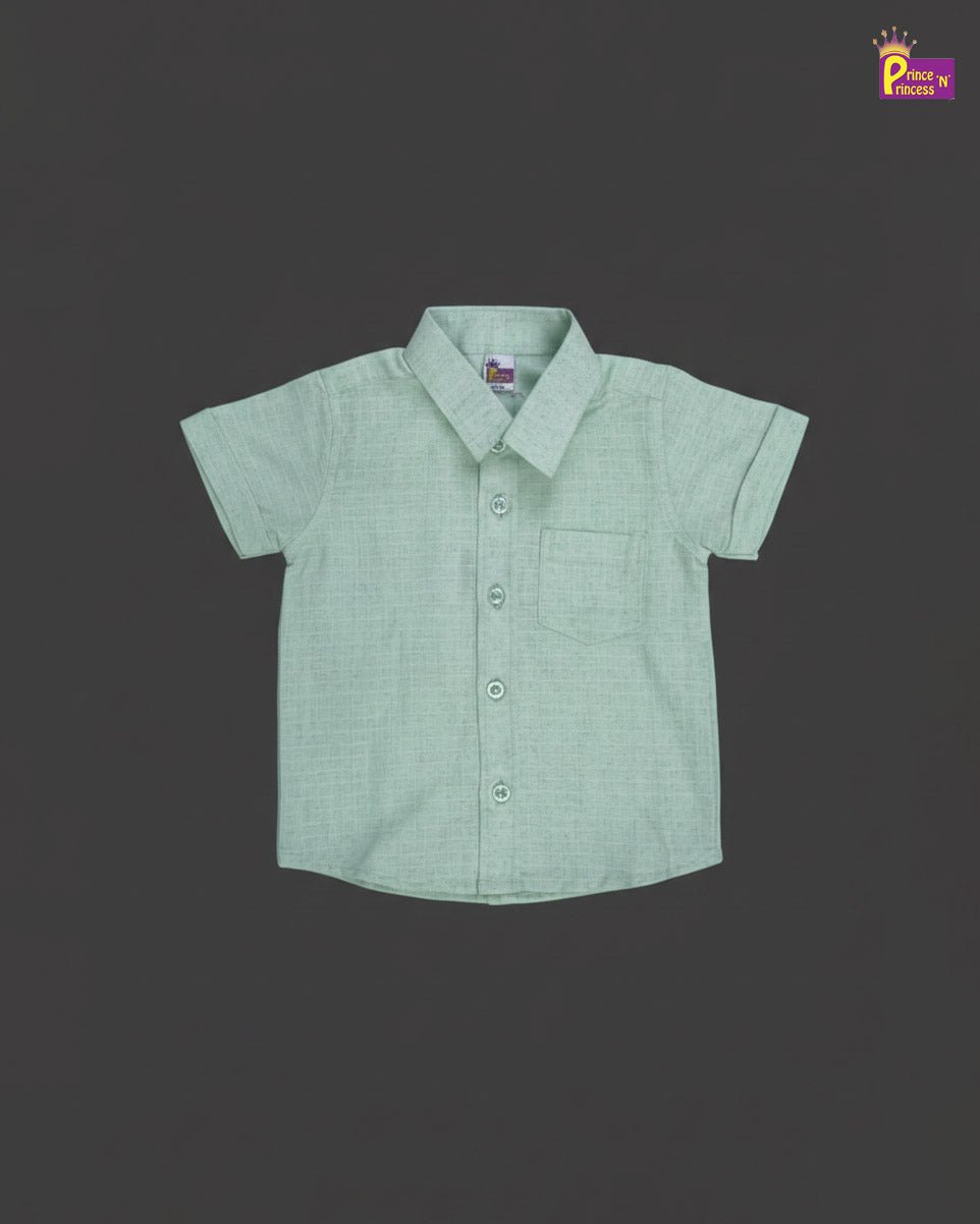 Kids Half Sleeve Cotton Shirt in Pista Green ST226 - Prince N Princess