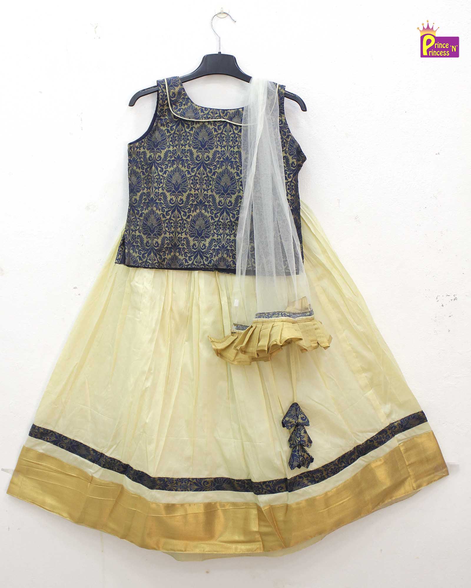 Kids half white with Blue Ethnic Lehenga Choli LC174 - Prince N Princess