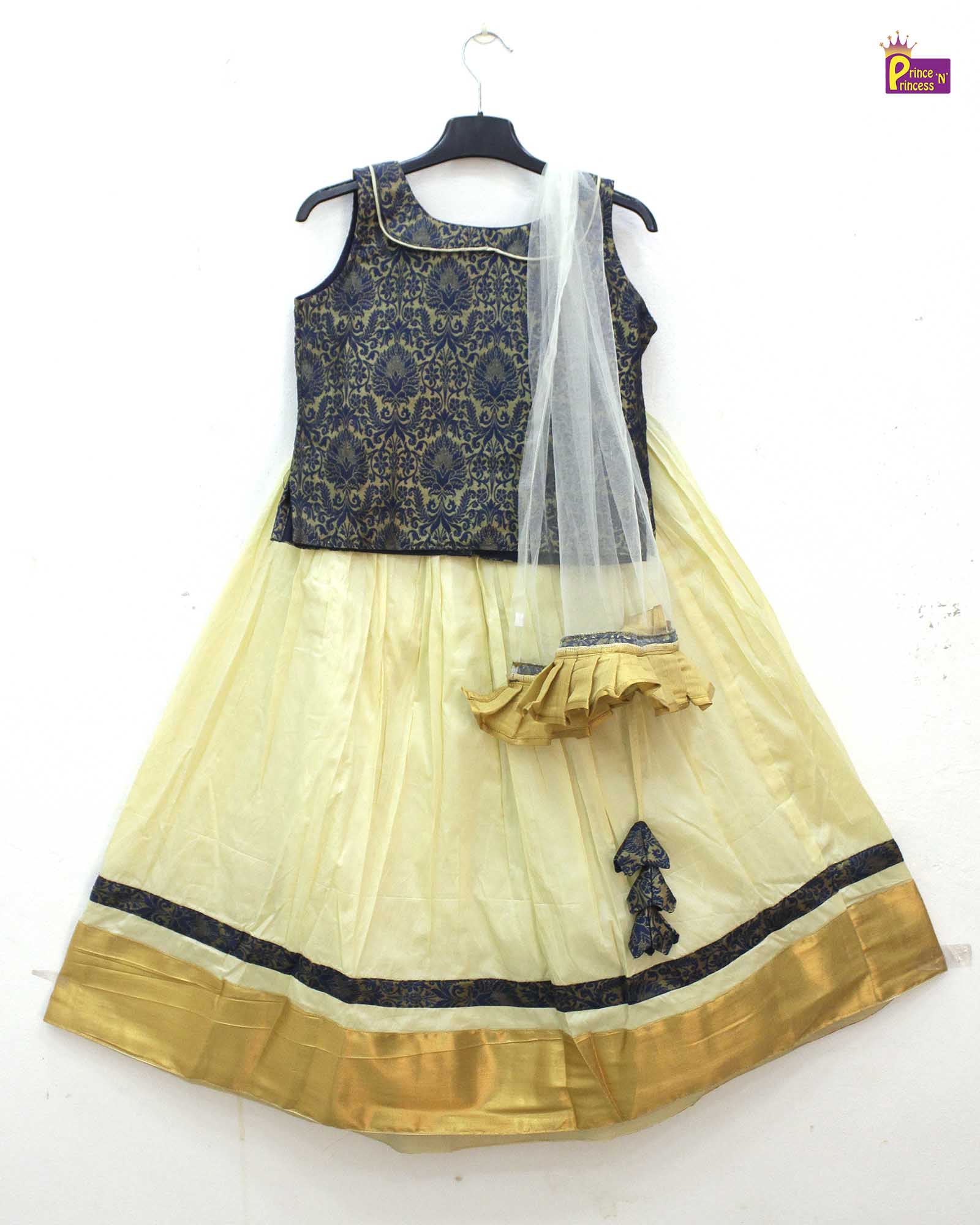 Kids half white with Blue Ethnic Lehenga Choli LC174 - Prince N Princess