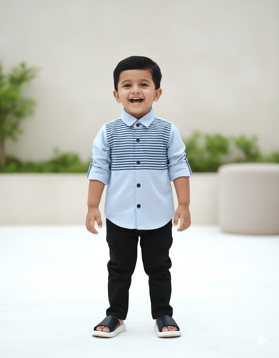 Kids Iceblue Cotton Shirt ST184 - Prince N Princess